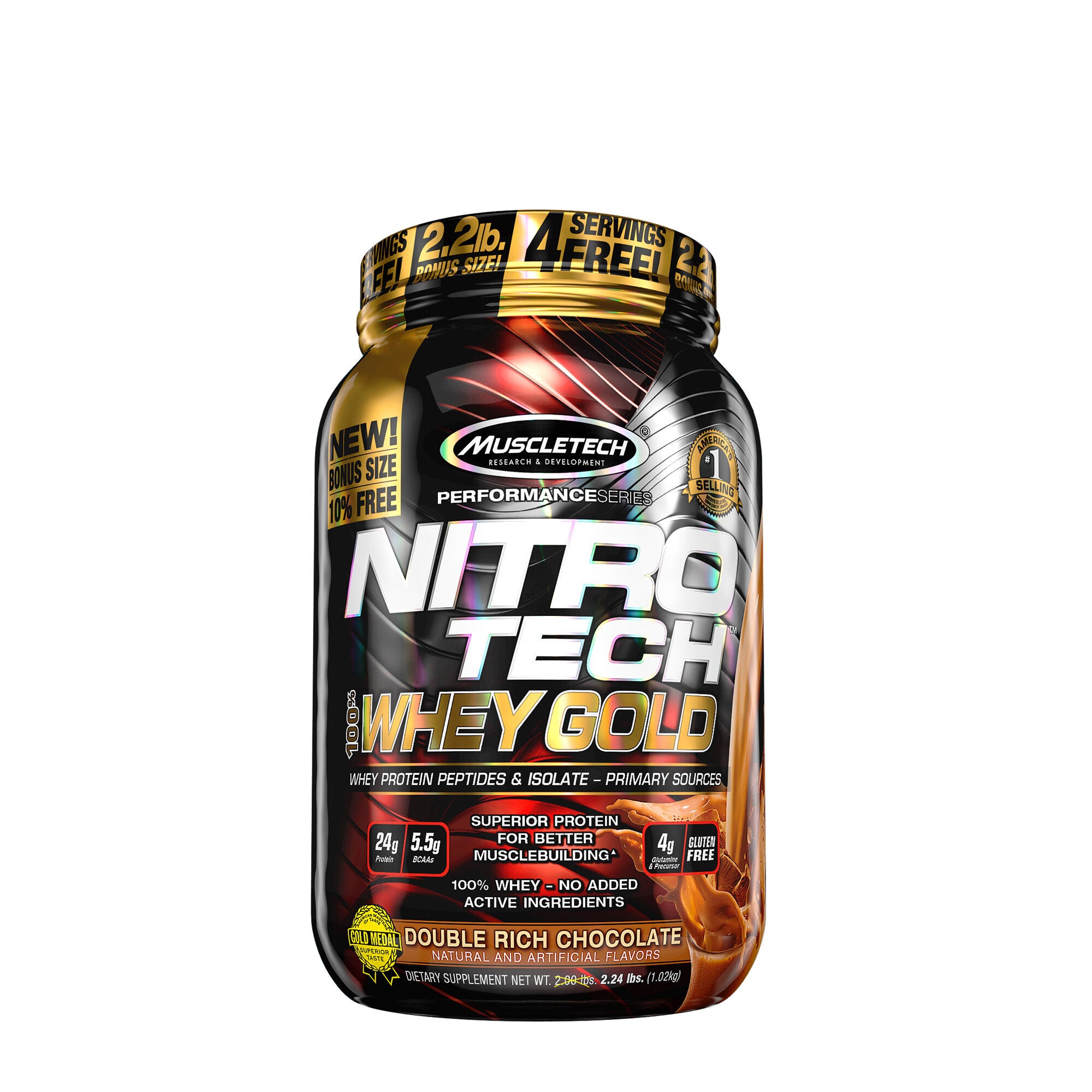 Nitro-Tech&trade; 100% Whey Gold - Double Rich ChocolateDouble Rich Chocolate | GNC