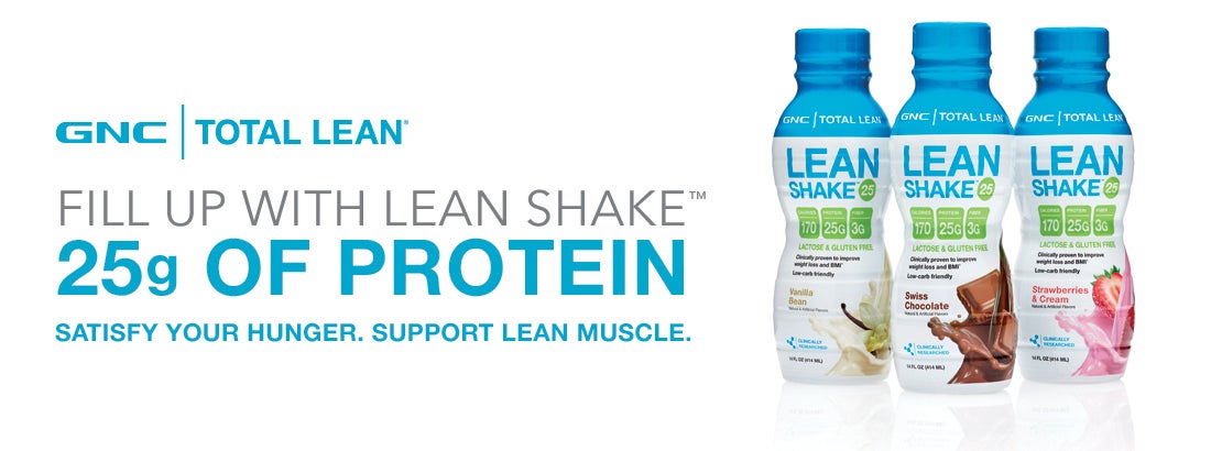 GNC Total Lean - Fill Up With Lean Shake - 25g Of Protein - Satisfy Your Hunger. Support Lean Muscle. GNC Total Lean - Fill Up With Lean Shake - 25g Of Protein - Satisfy Your Hunger. Support Lean Muscle.