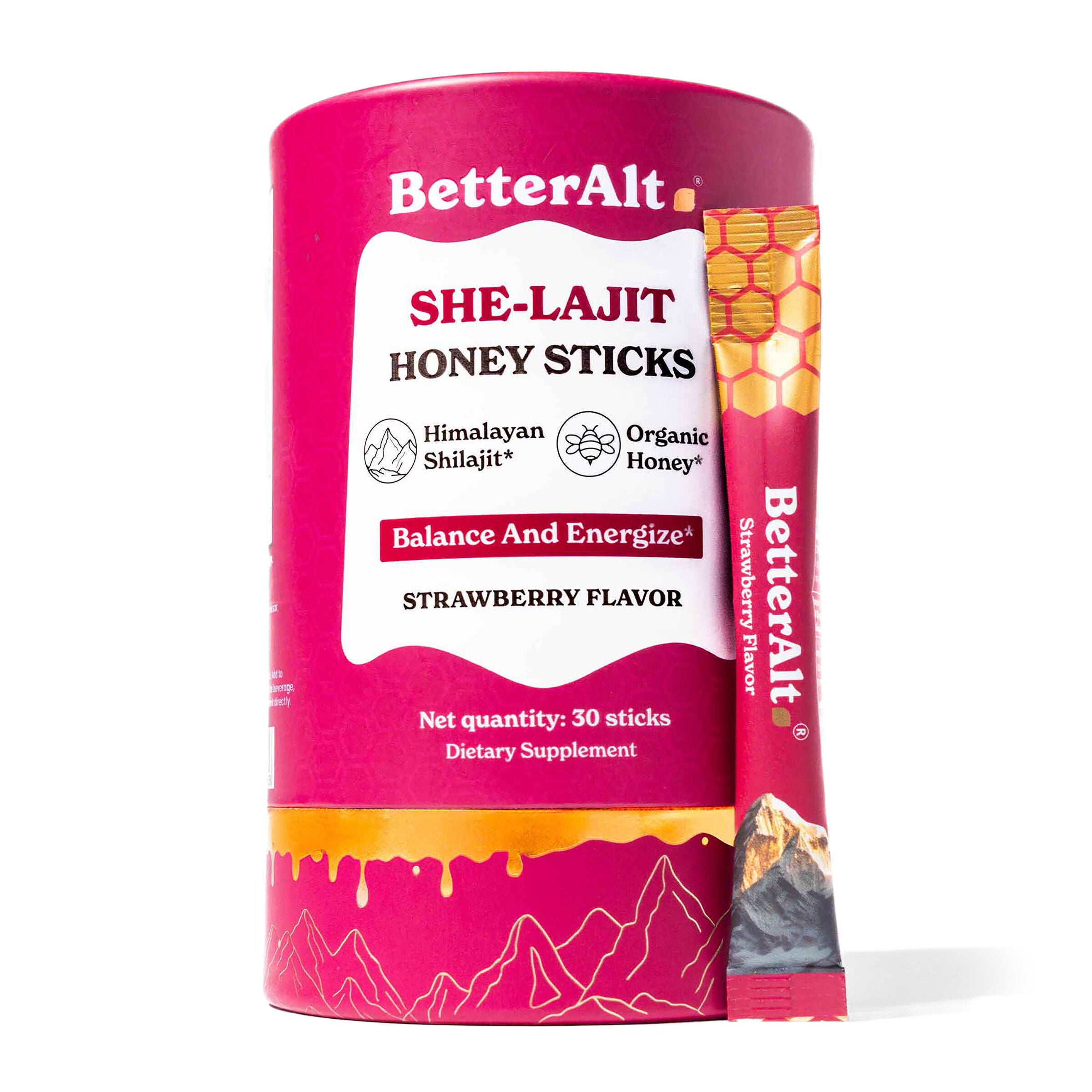 She-lajit Honey Sticks - Strawberry (30 Sticks) | GNC