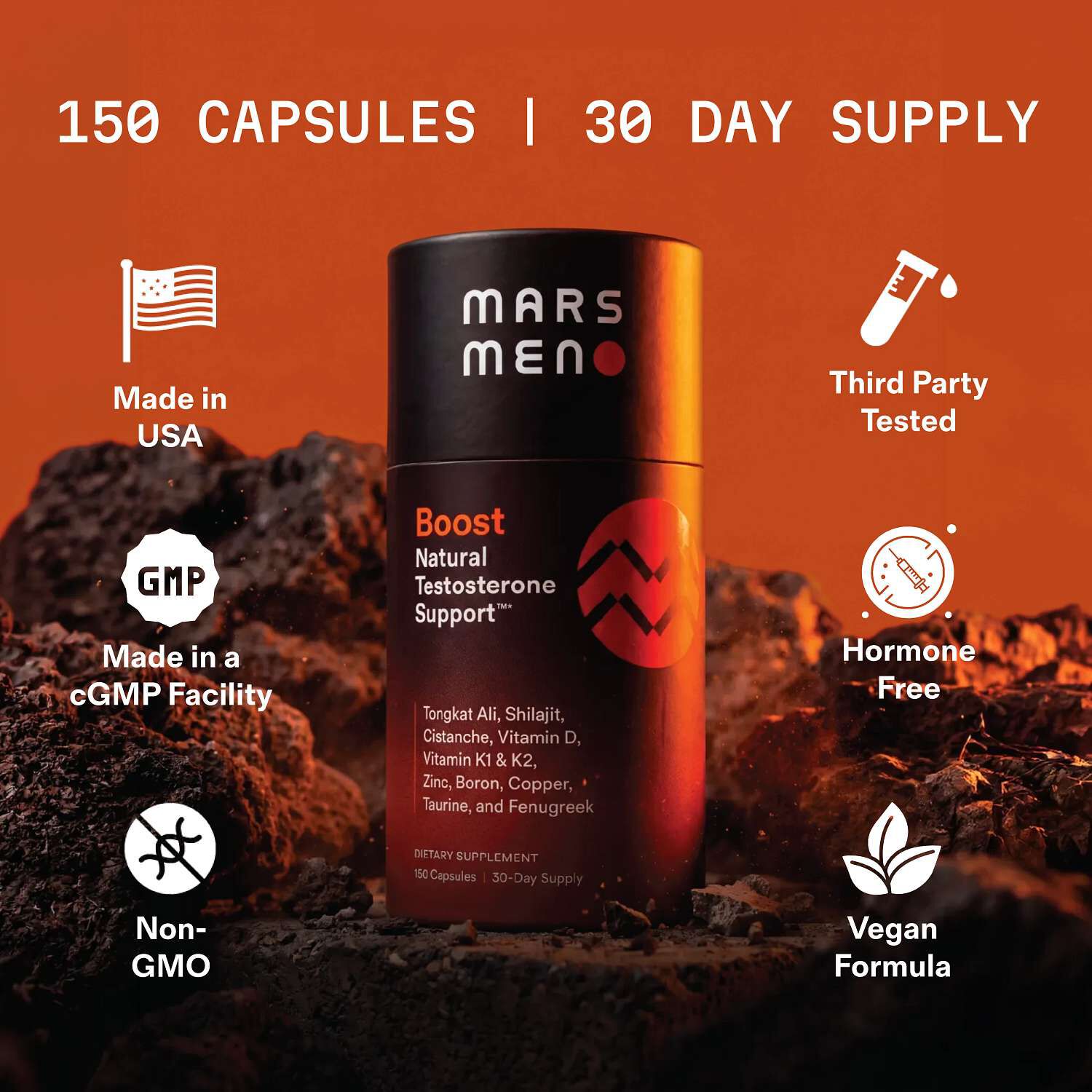 Natural Testosterone Support - 150 Capsules (30 Servings)