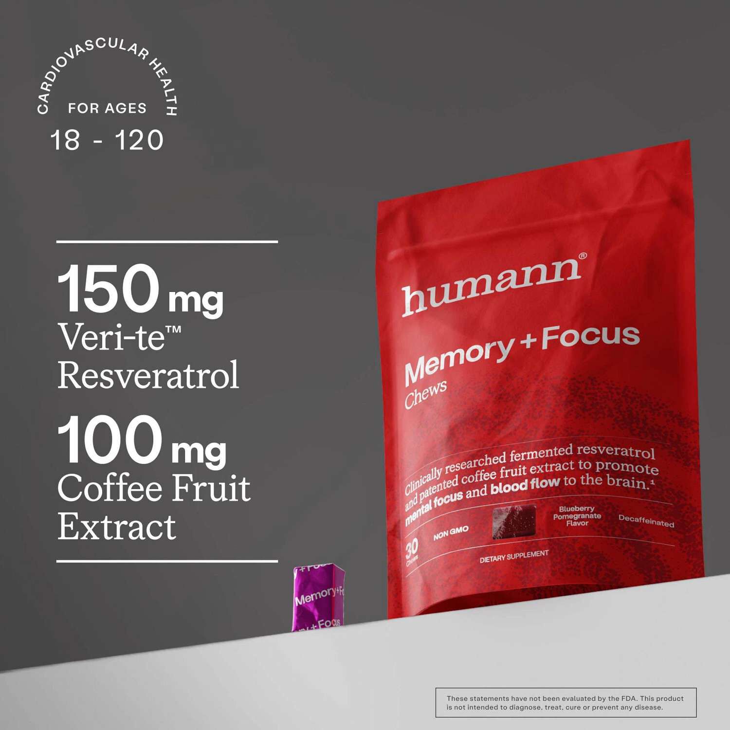 Memory + Focus - Blueberry Pomegranate - 30 Chews (30 Servings)