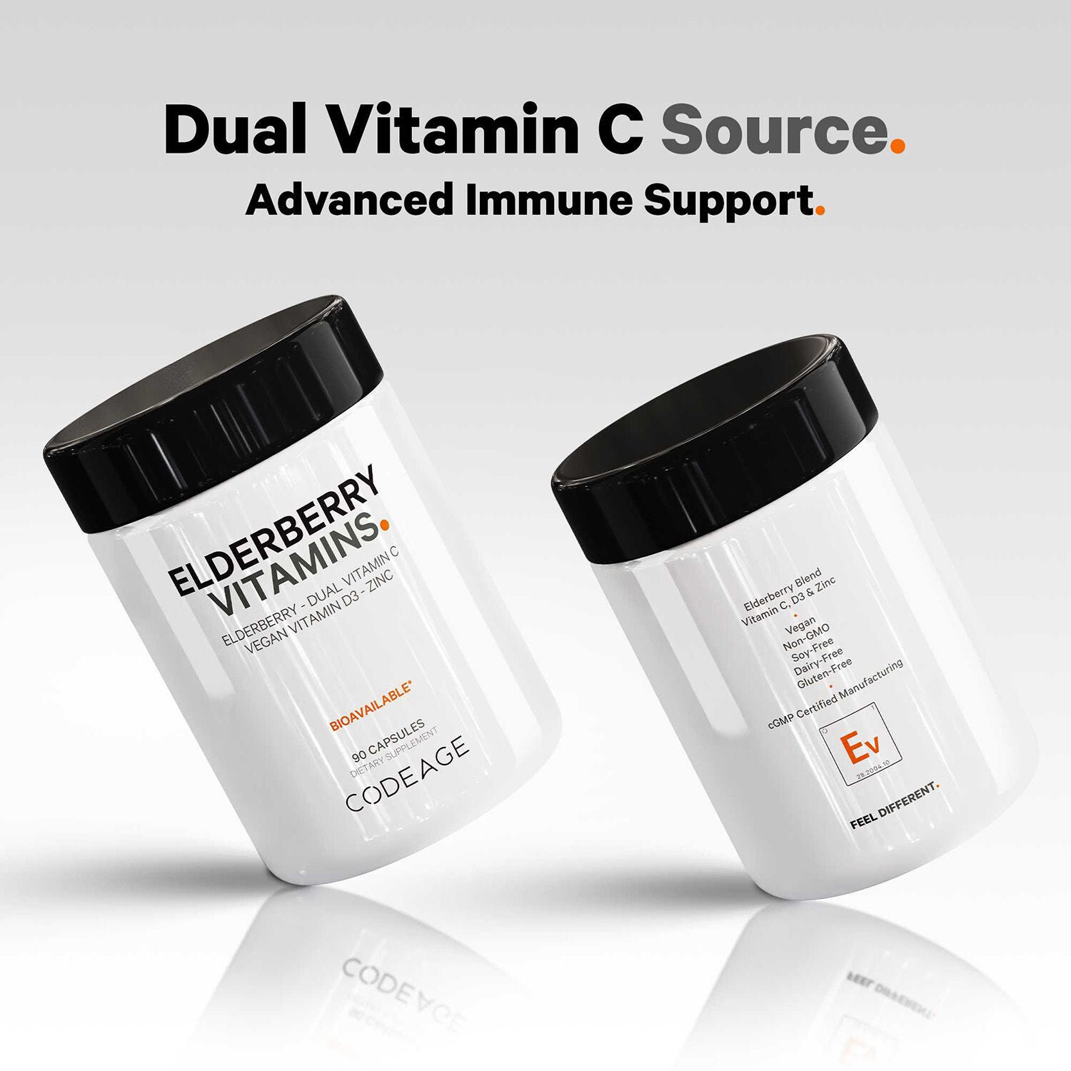 Elderberry Immune Complex - Daily Vitamin C Vegan D3 &amp; Zinc Supplement - 90 Capsules (30 Servings)  | GNC