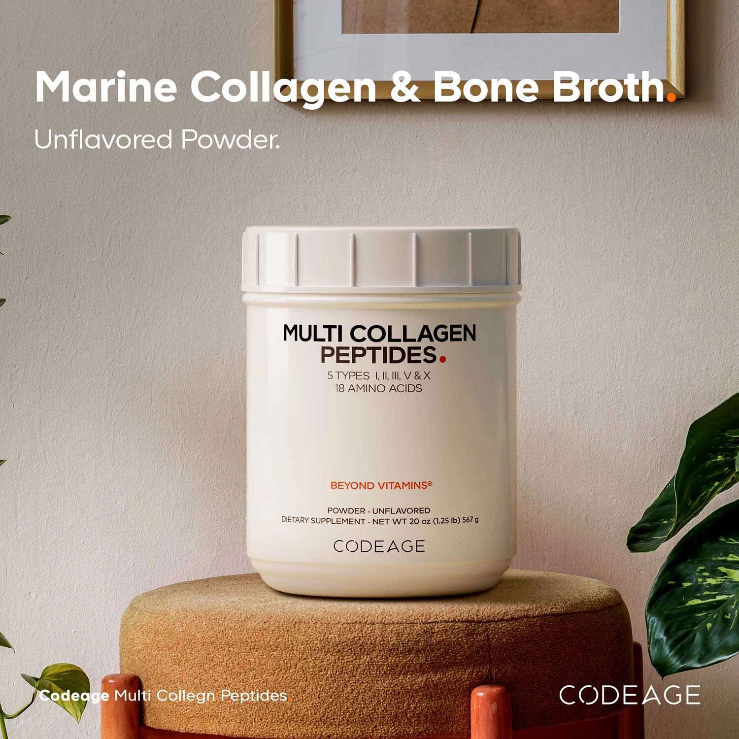 Hydrolyzed Multi Collagen Peptides Powder Type I - II - III - V and X - 20 oz. (63 Servings)