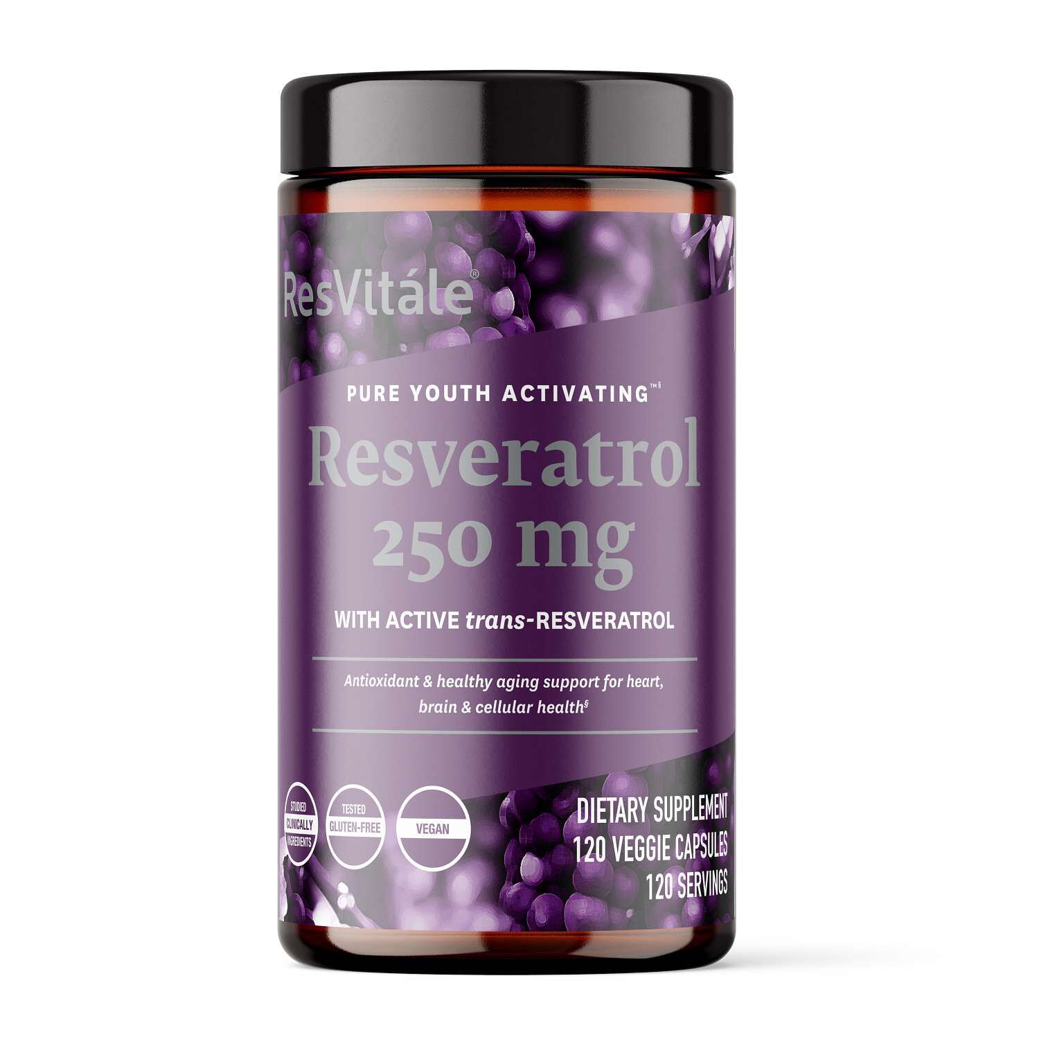Resveratrol 250mg - 120 Vegetable Capsules (120 Servings)  | GNC