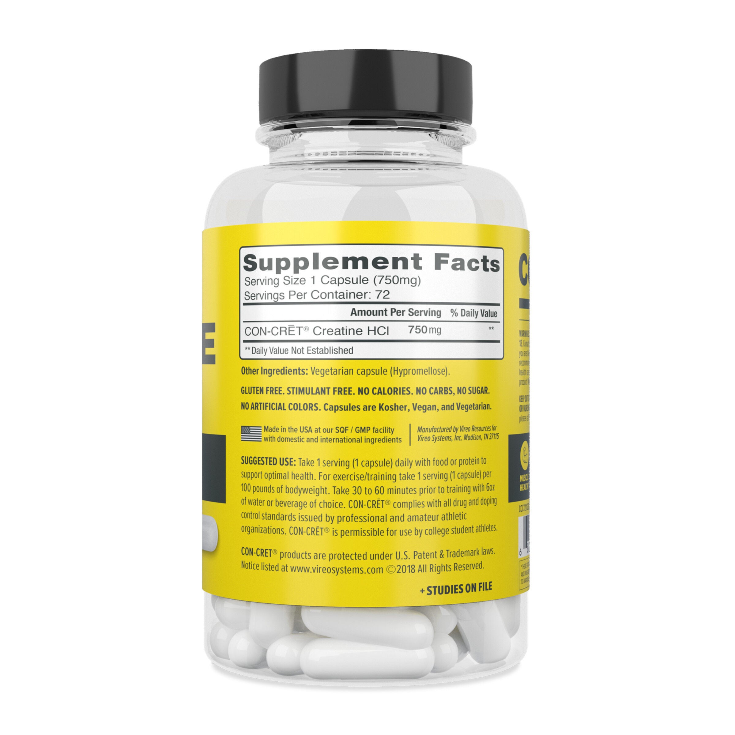 Creatine HCl - 72 Capsules (72 Servings)