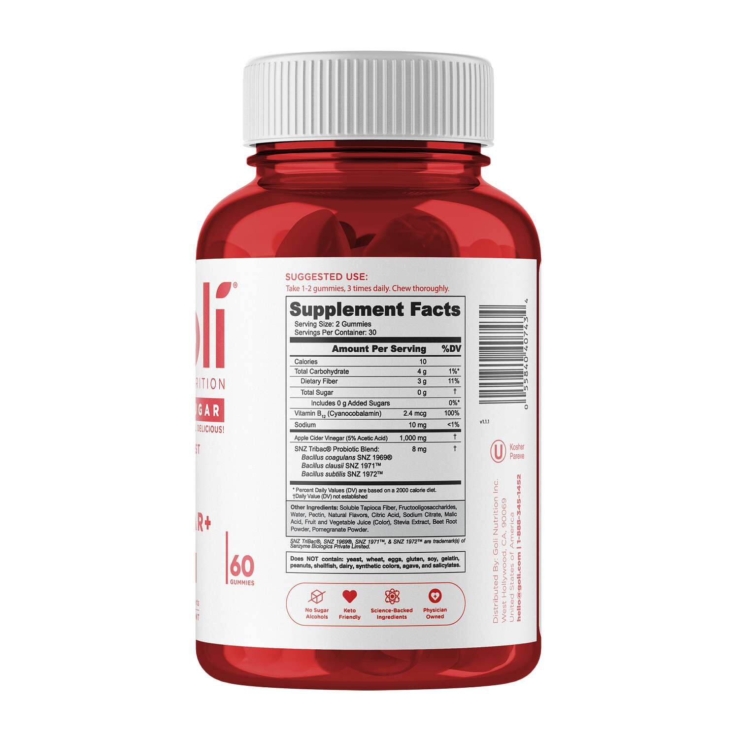 Apple Cider Vinegar+ Gummies - 60 Gummies (30 Servings)