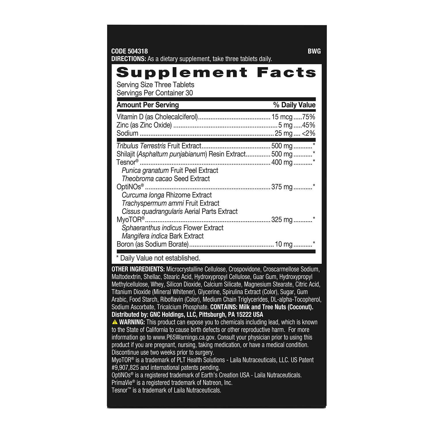 DTF Dynamic Testosterone Formula - 90 Tablets (30 Servings)  | GNC