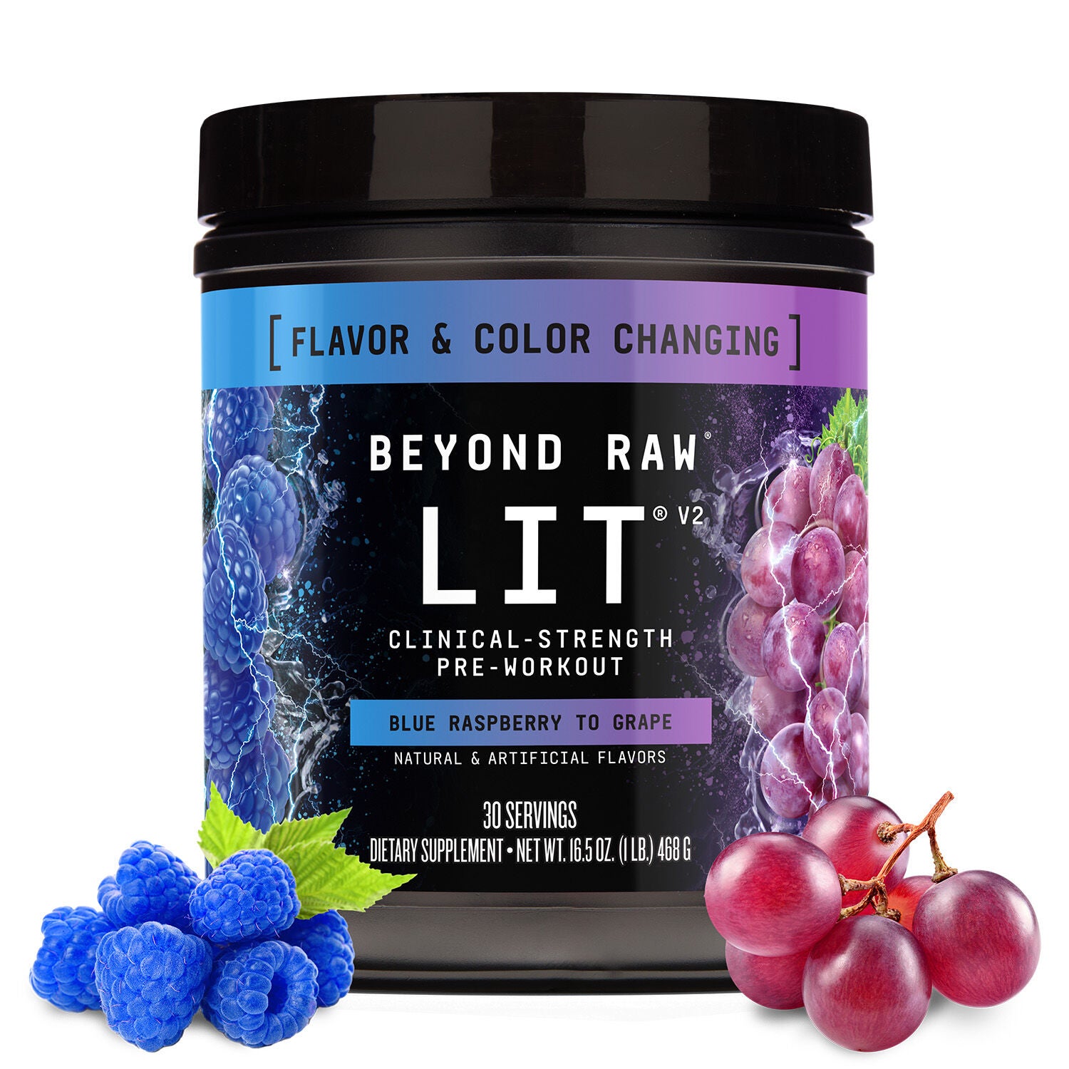 Lit&trade; V2 Pre-Workout - Blue Raspberry to Grape (30 Servings) Blue Raspberry to Grape | GNC