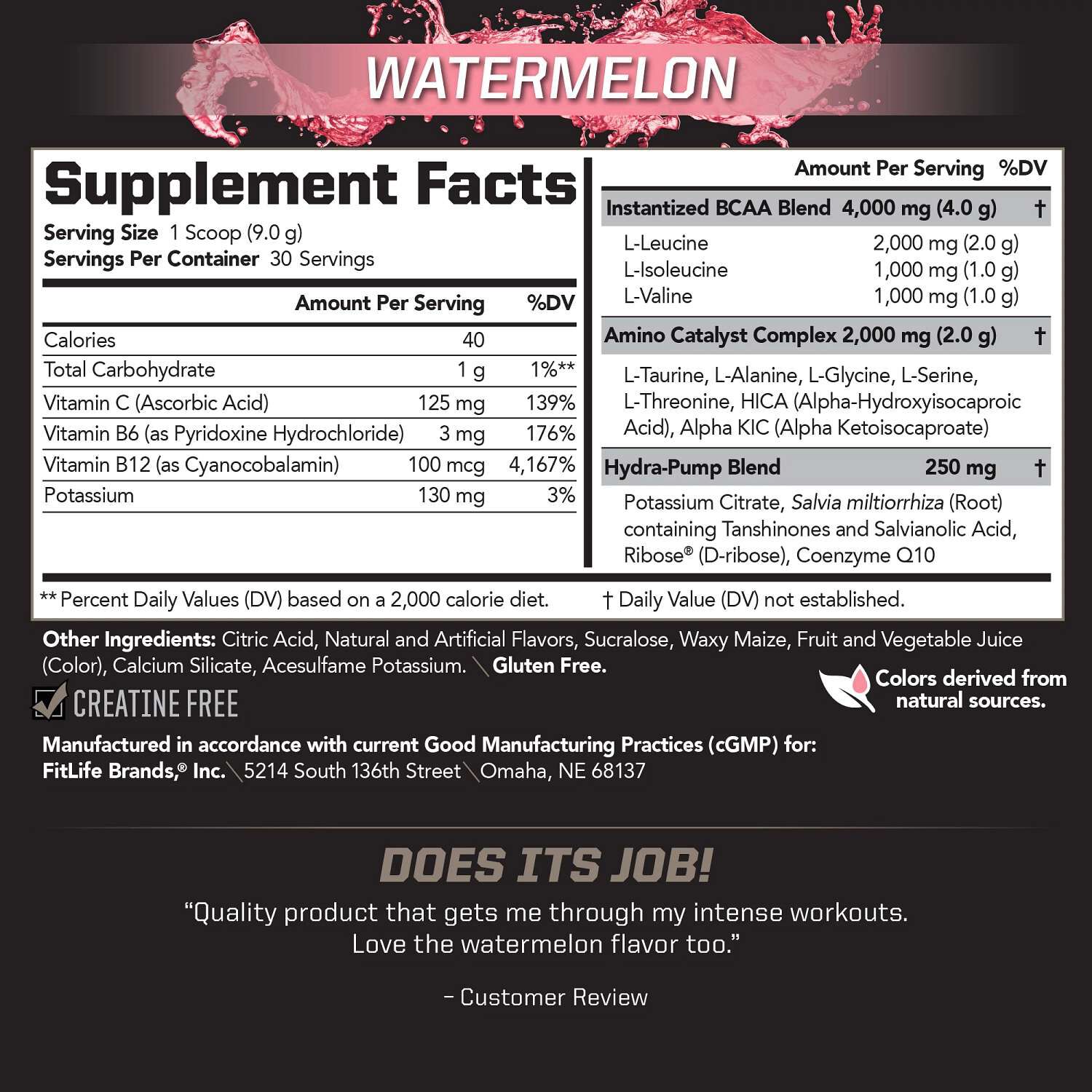 BCAA Stim Free - Watermelon (30 Servings) Watermelon | GNC