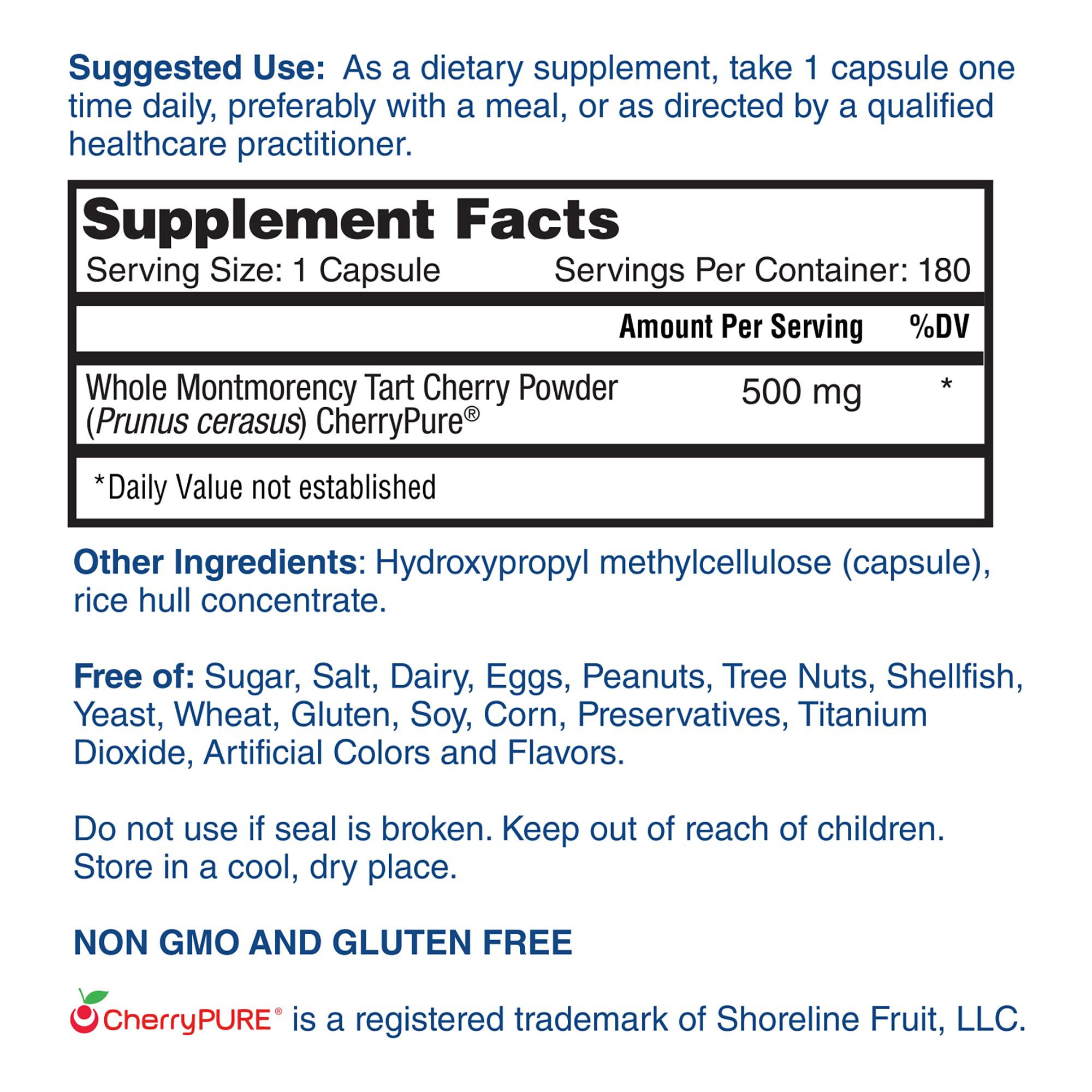 Tart Cherry - 180 Capsules (180 Servings)  | GNC