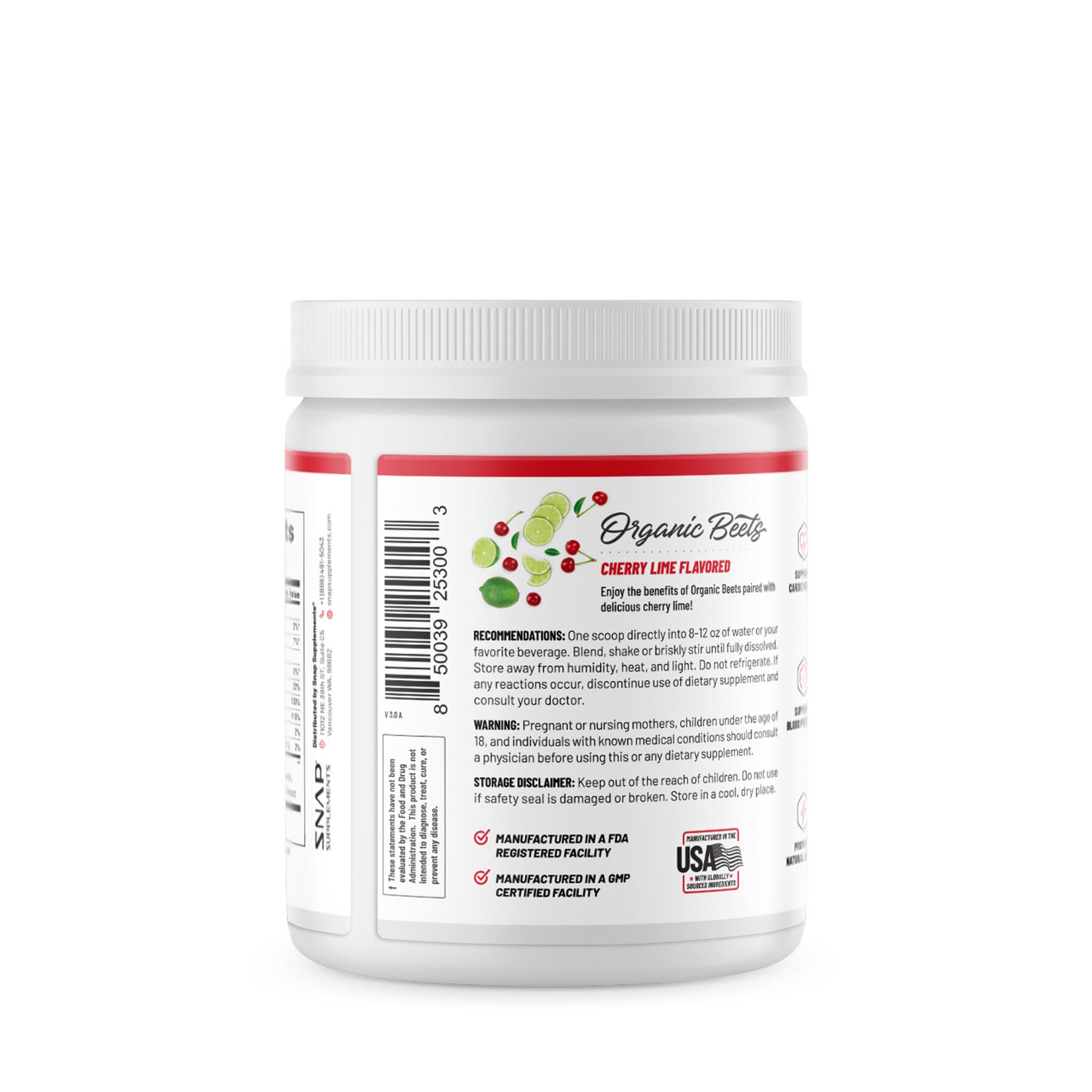 Nitric Oxide Organic Beets - Cherry Lime - 8.8 oz. (30 Servings)  | GNC