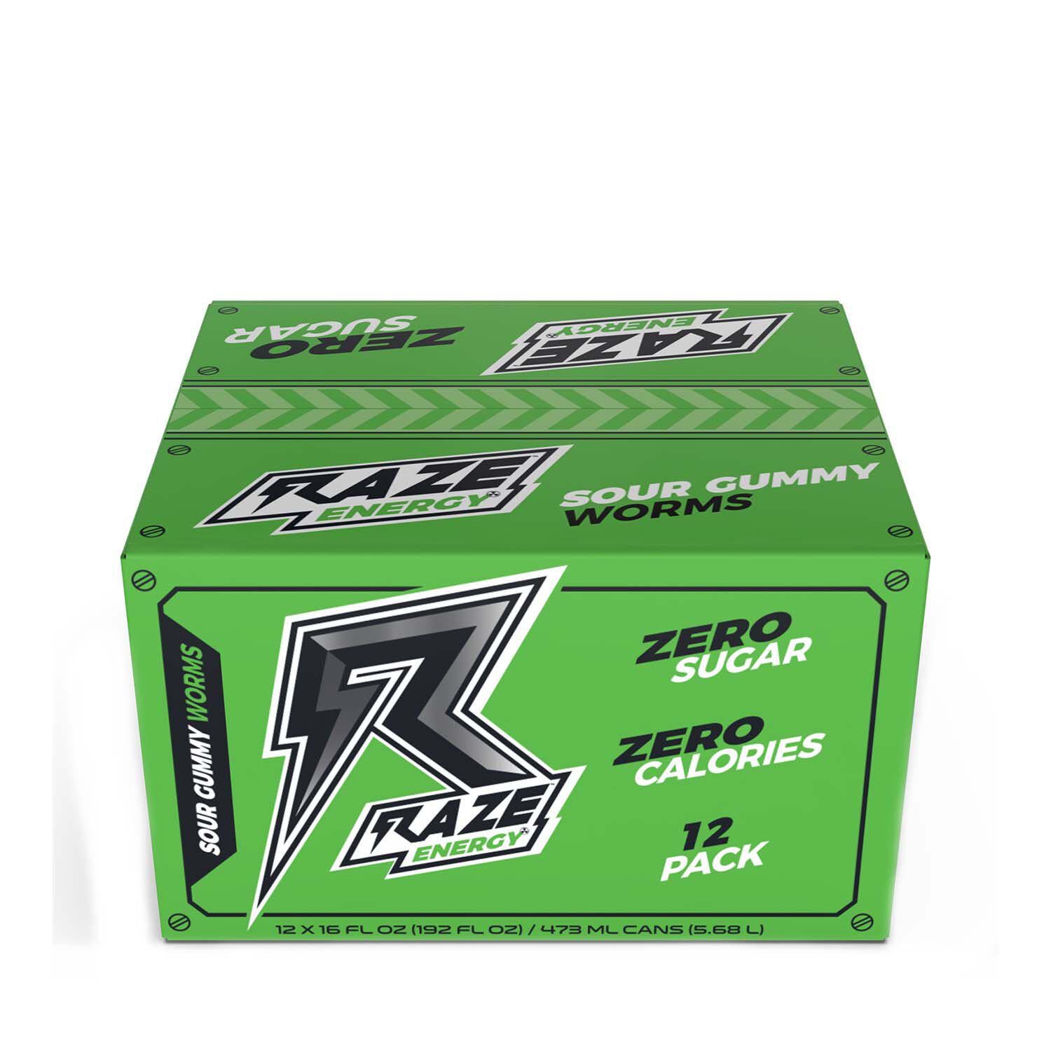 Repp Sports Raze Energy Drink Sour Gummy Worm 12 Cans Gnc
