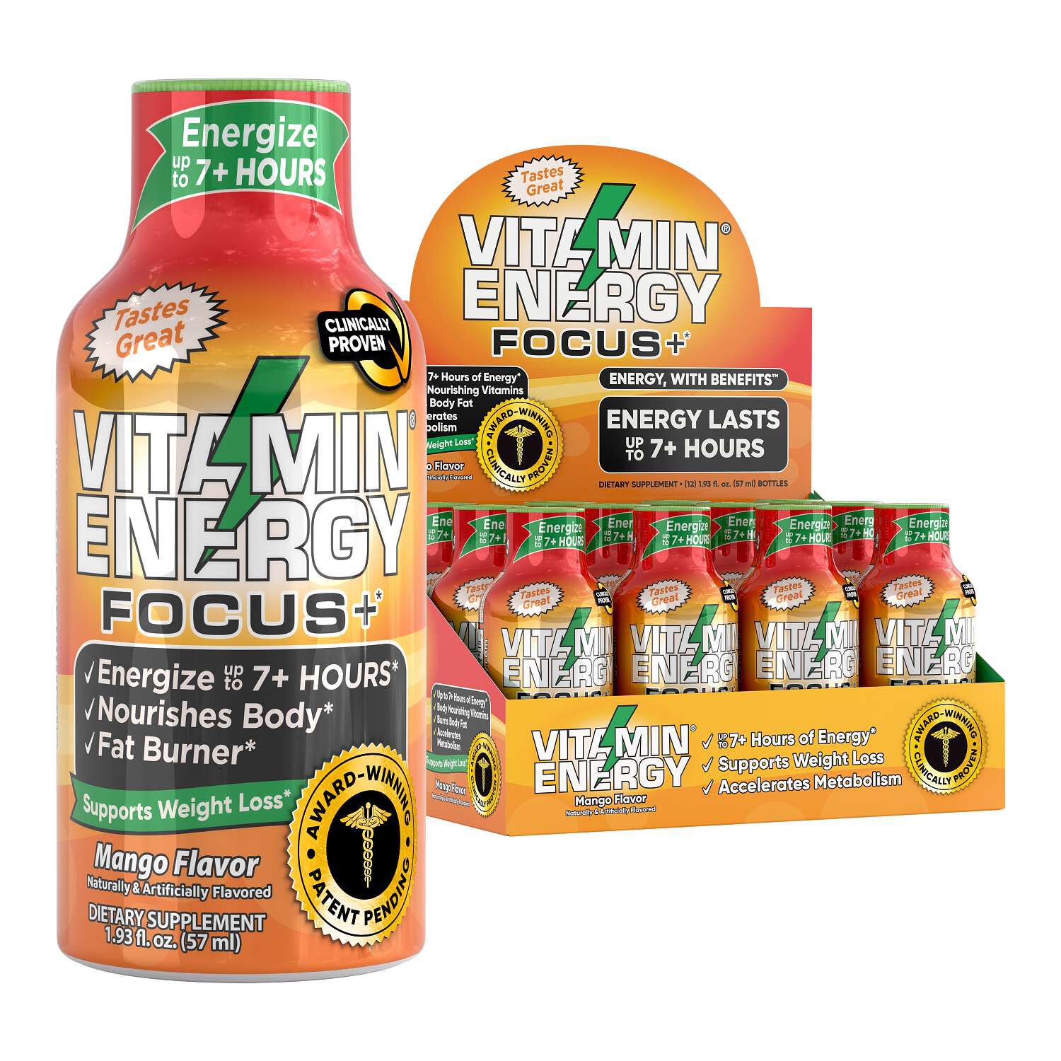 Focus + Energy with Benefits - Mango - 1.93 oz. (12 Bottles)  | GNC