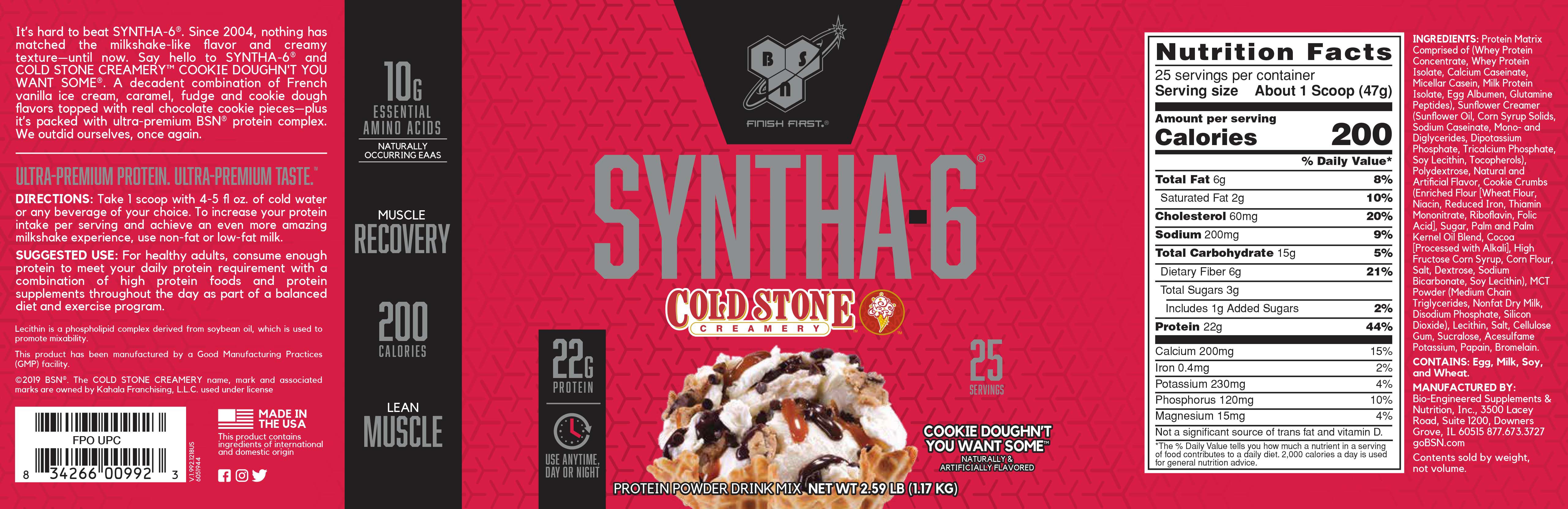 Bsn Syntha 6 Cold Stone Creamery Cookie Doughn T You Want Some Gnc