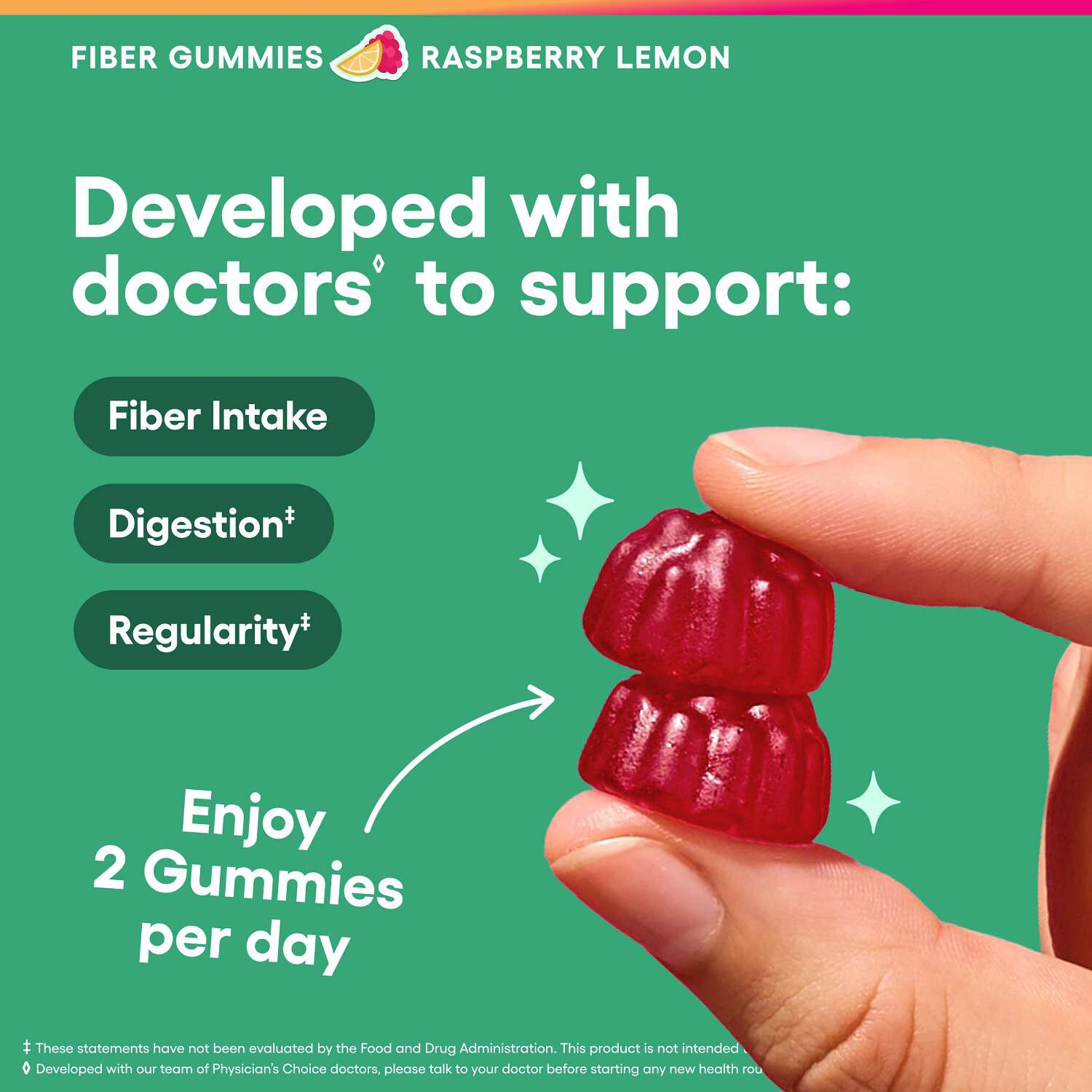 Fiber Gummies - Raspberry Lemon - 60 Gummies (30 Servings)