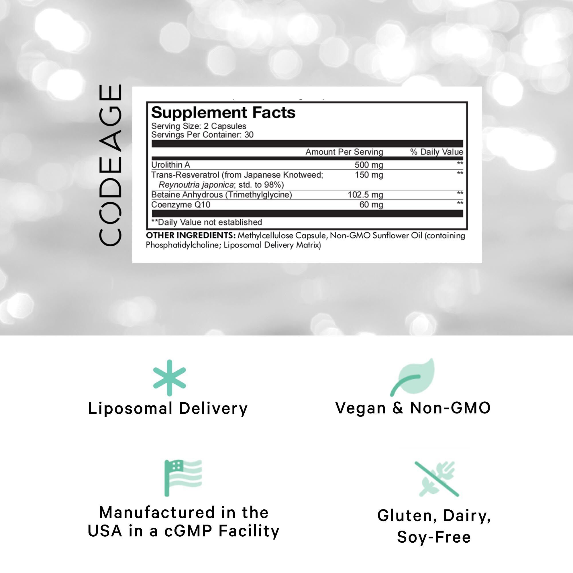 Liposomal Urolithin A - 60 Capsules &#40;30 Servings&#41;  | GNC