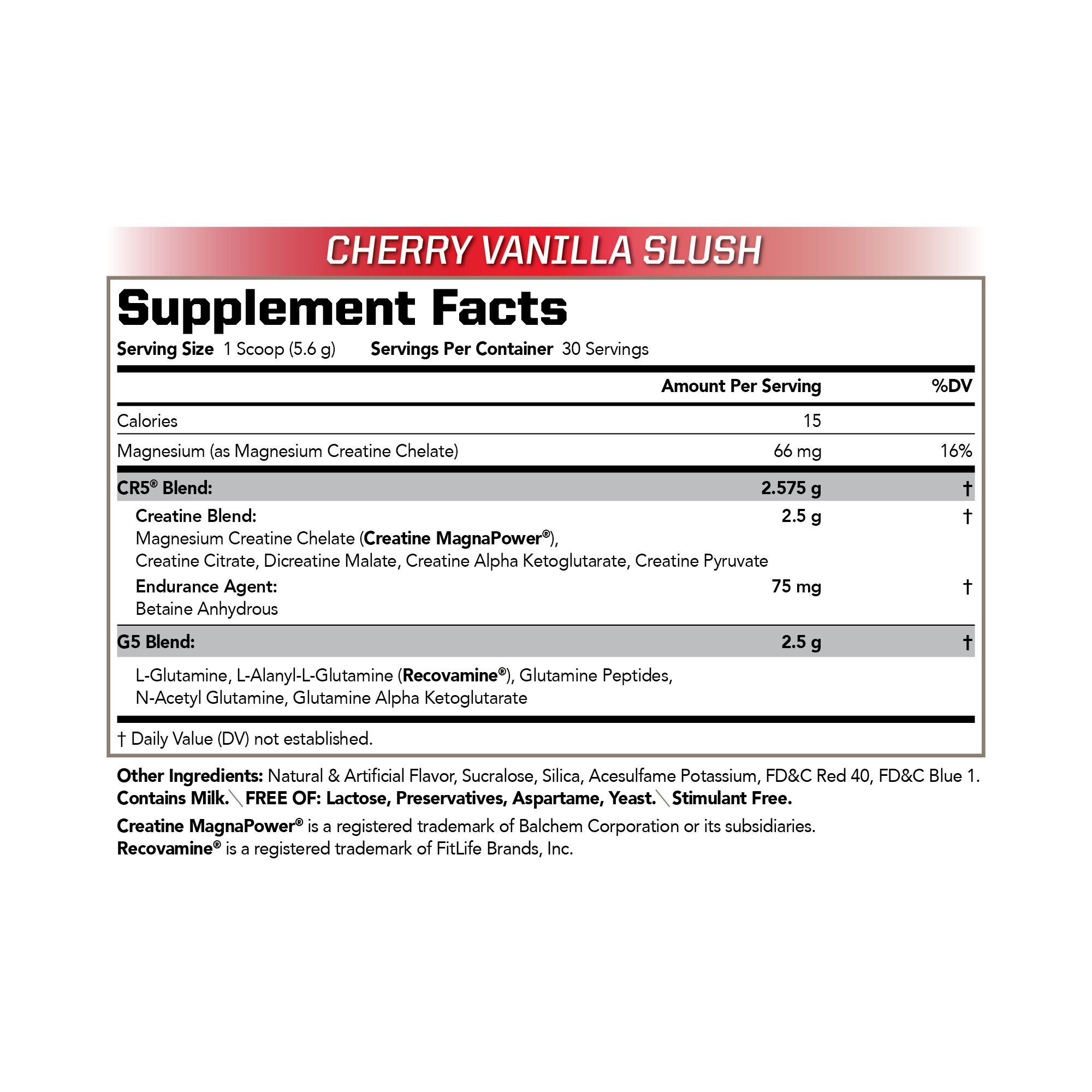 CG5&reg; Creatine + Glutamine - Cherry Vanilla Slush (30 Servings)