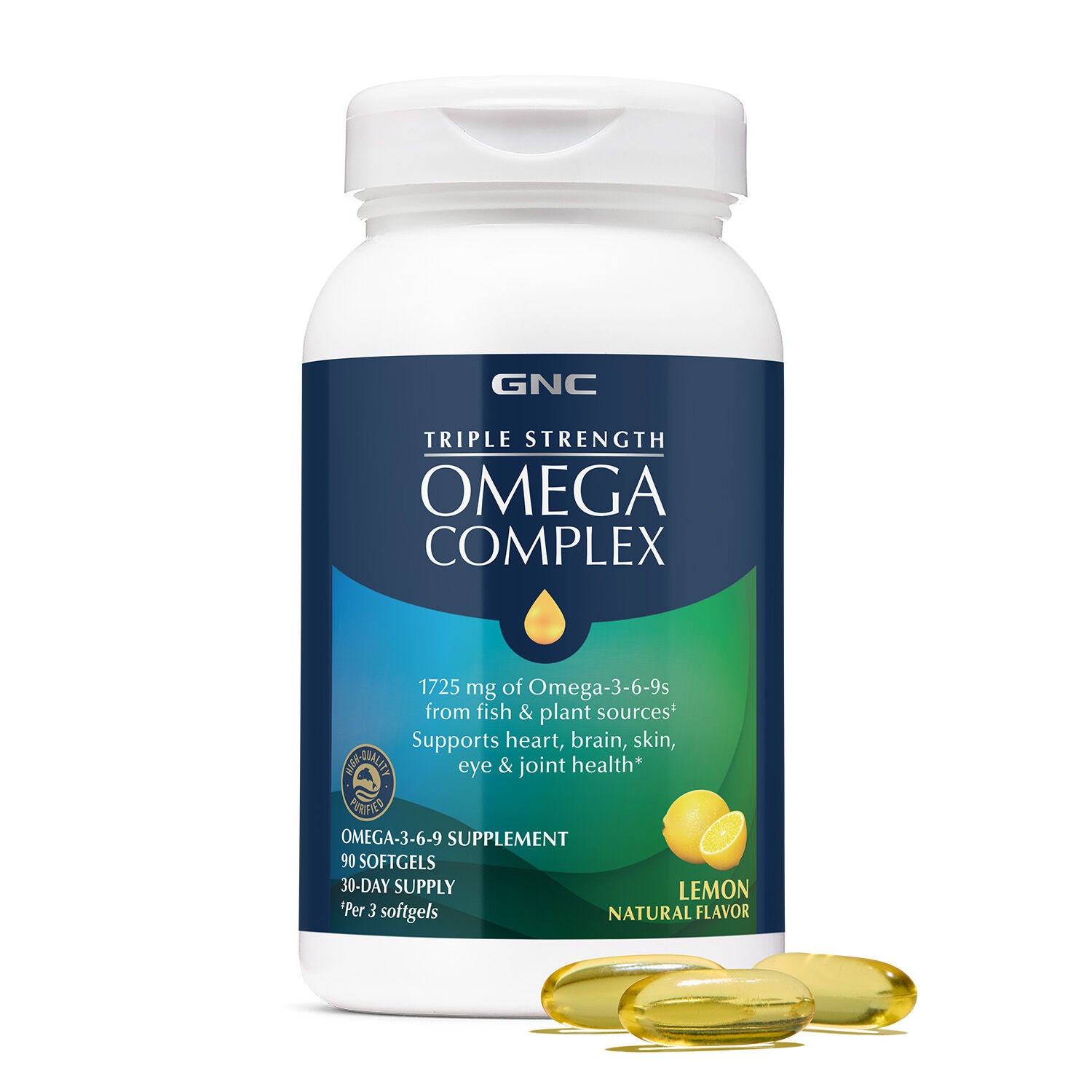 Triple Strength Omega Complex - Lemon - 90 Softgels (30 Servings) | GNC
