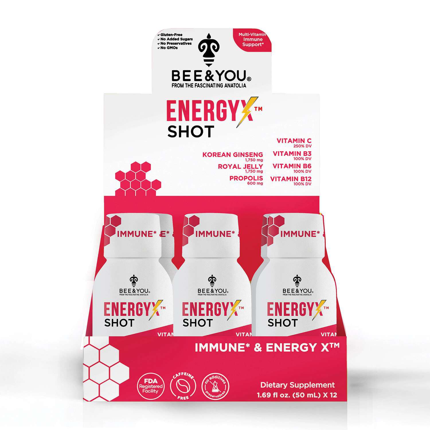 Natural Energy Shot with Ginseng (Caffeine Free) - 1.69 oz. (12 Bottles)  | GNC