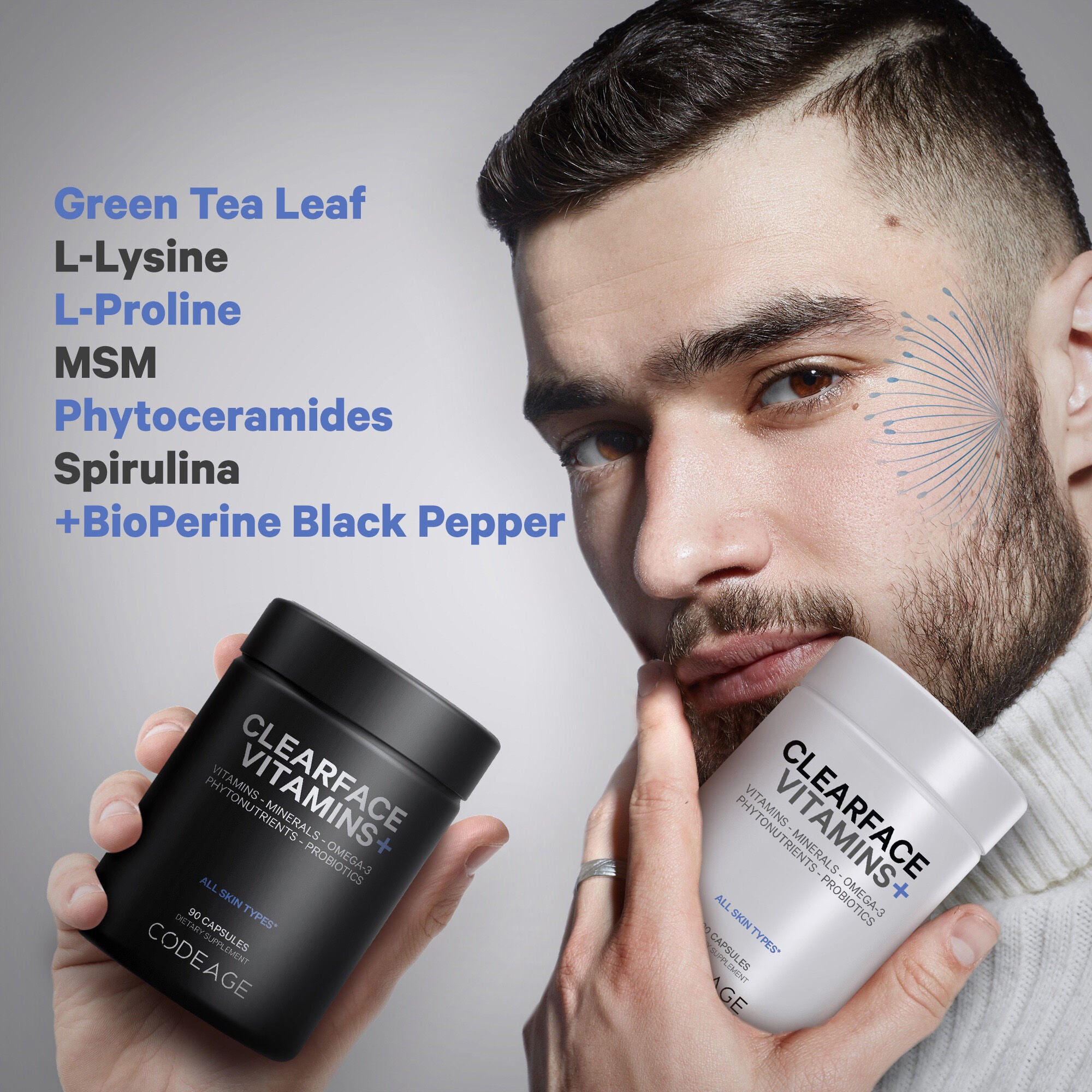 Clearface Vitamins - Daily Multivitamin - Minerals - Herbs - 90 Capsules (30 Servings)  | GNC