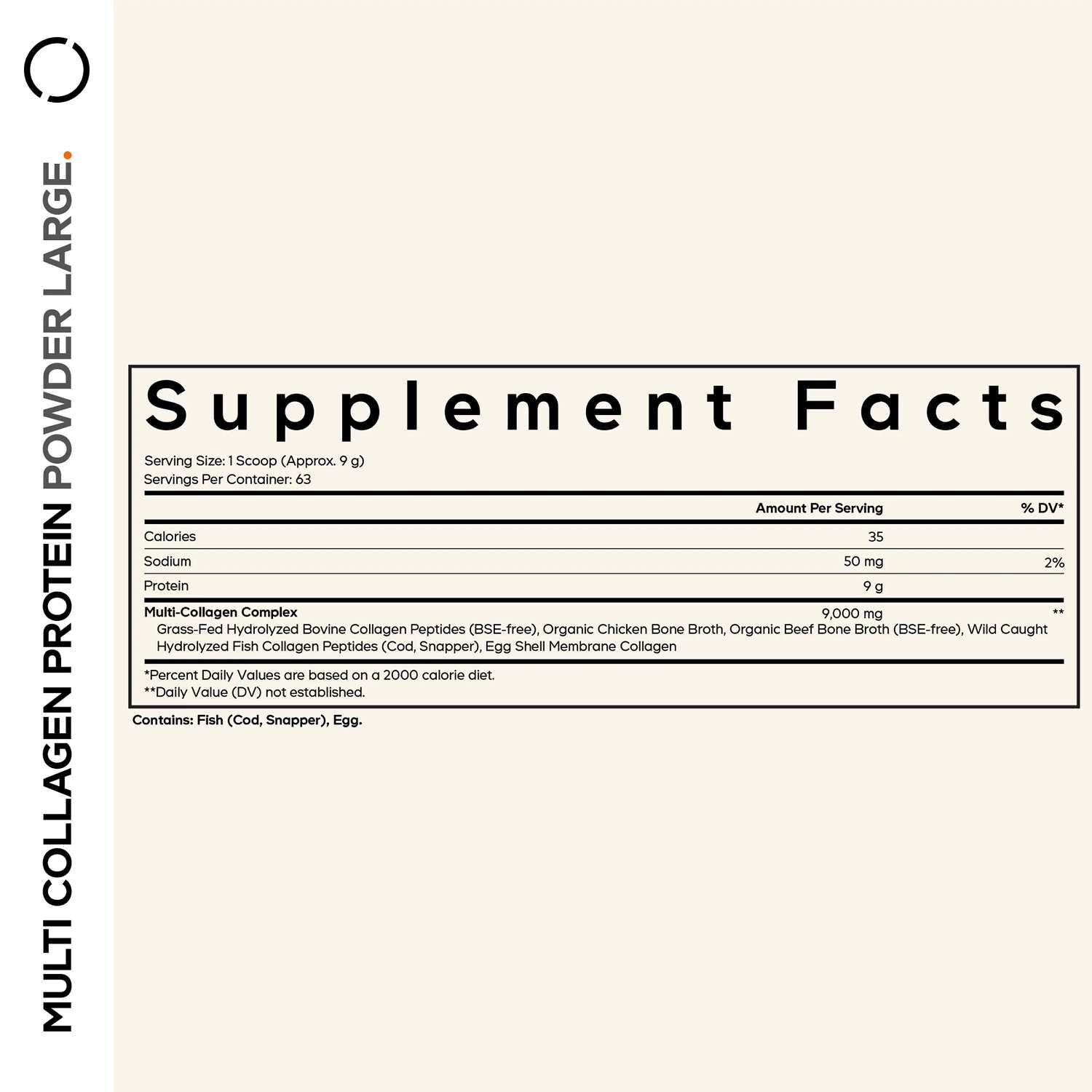 Hydrolyzed Multi Collagen Peptides Powder Type I - II - III - V and X - 20 oz. (63 Servings)
