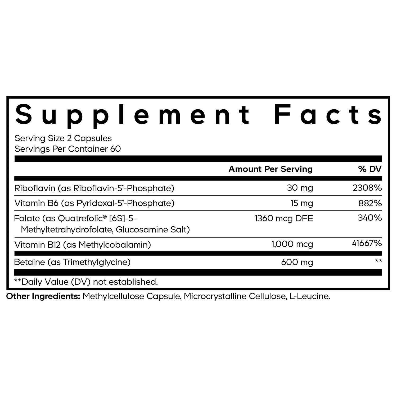 Methylfolate B Complex - 120 Capsules (60 Servings)