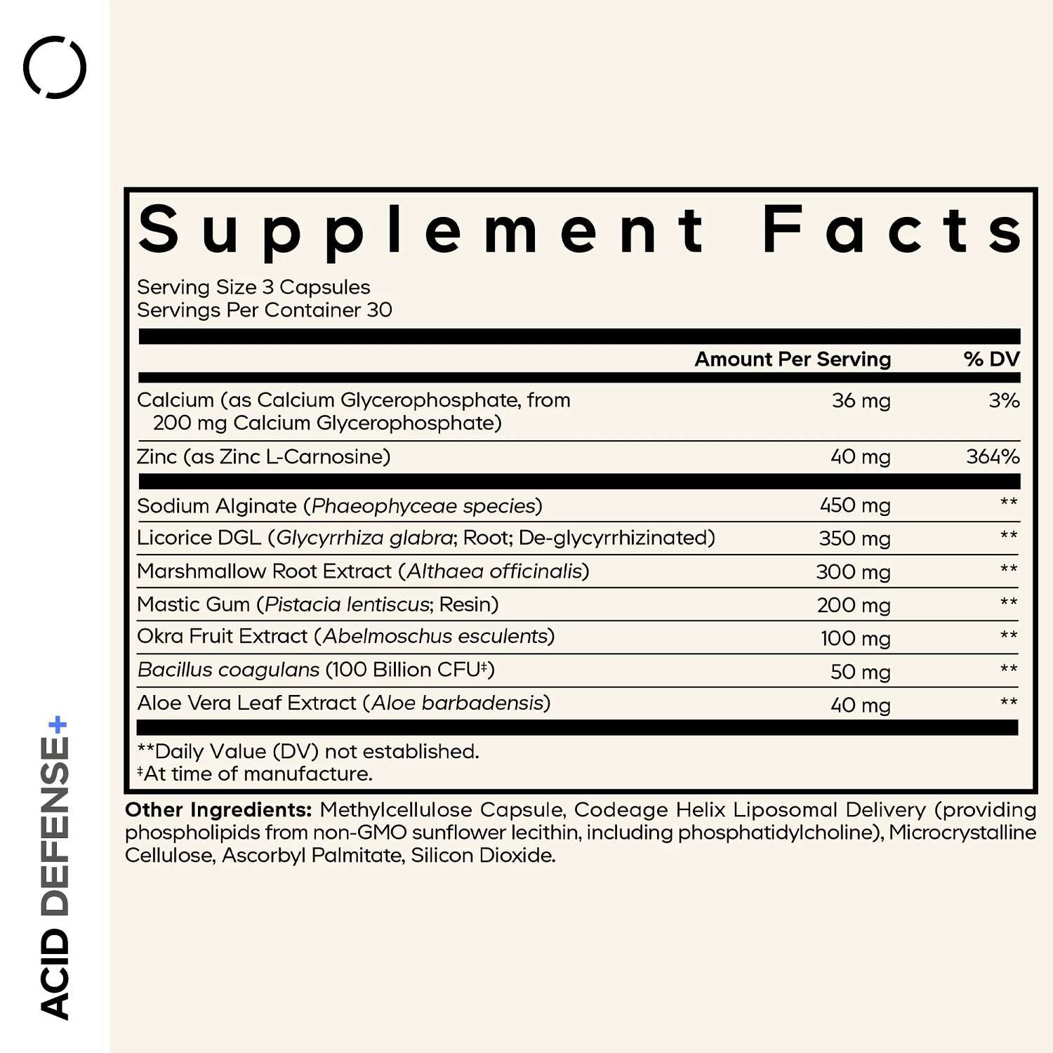 Acid Defense+ - 90 Capsules (30 Servings)