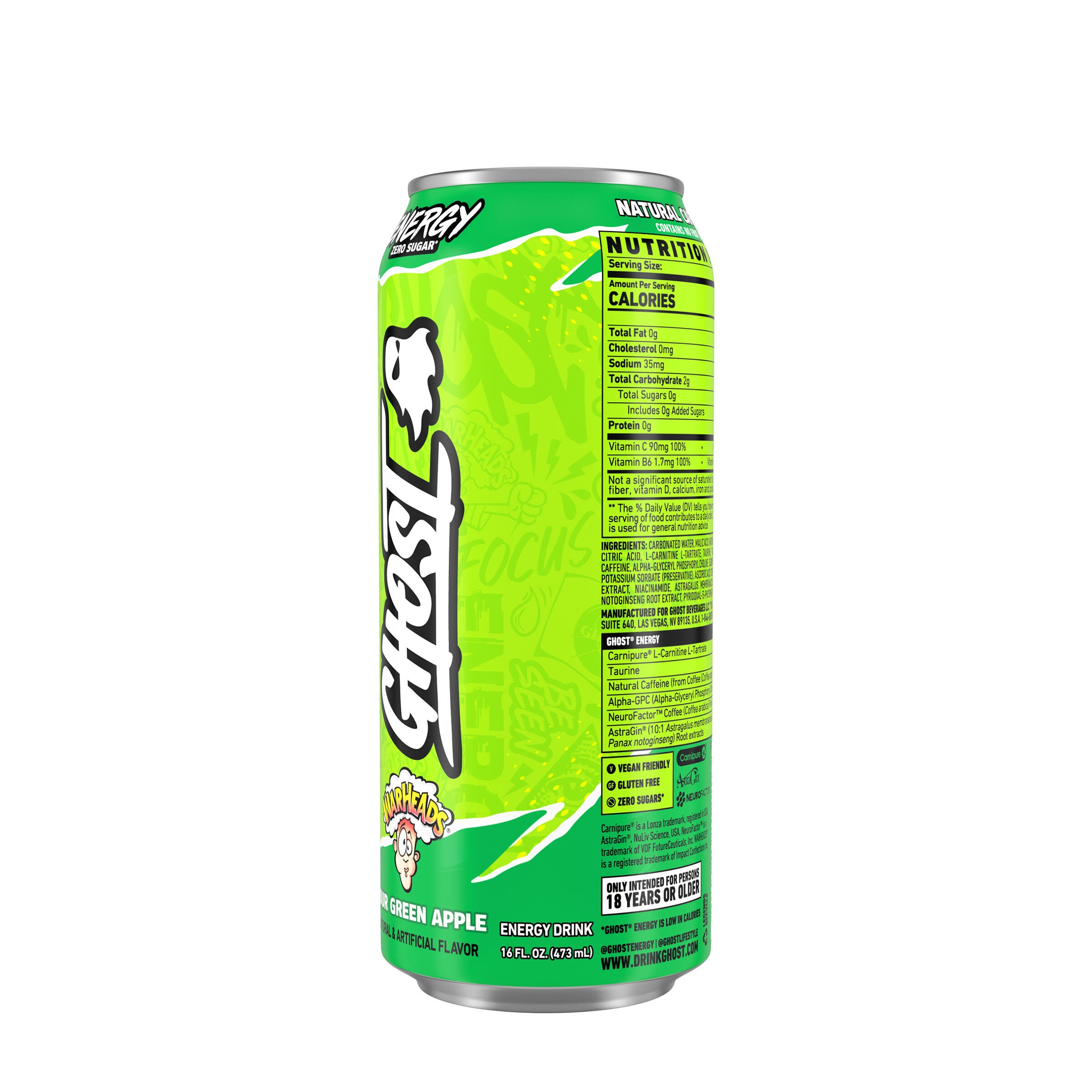 Energy Drink - Warheads&reg; Sour Green Apple - 16oz. (12 Cans) Warheads&reg; Sour Green Apple | GNC
