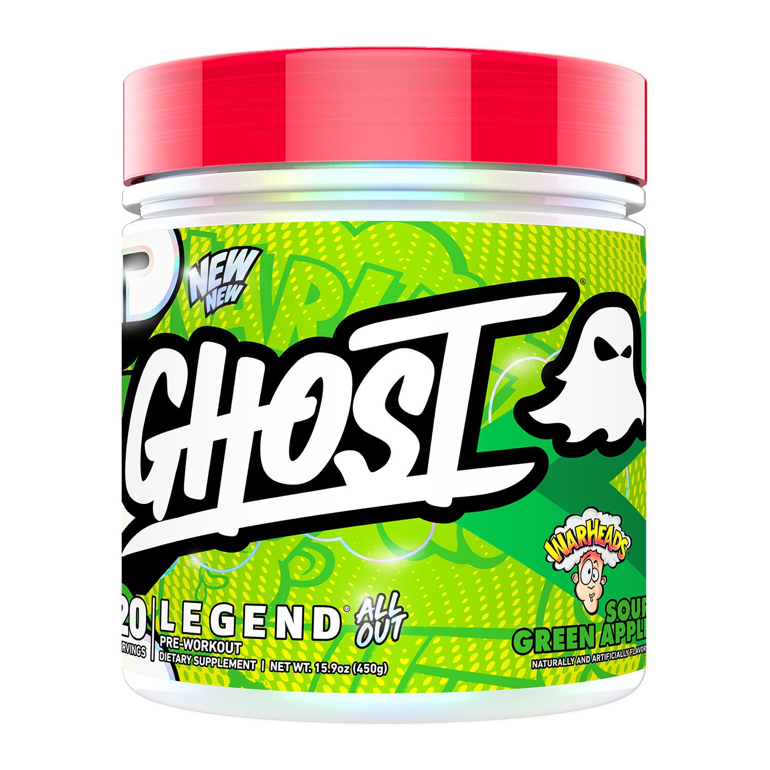GHOST Legend All Out V2 Pre-Workout Vegan - Warheads Sour Green Apple (20 Servings)
