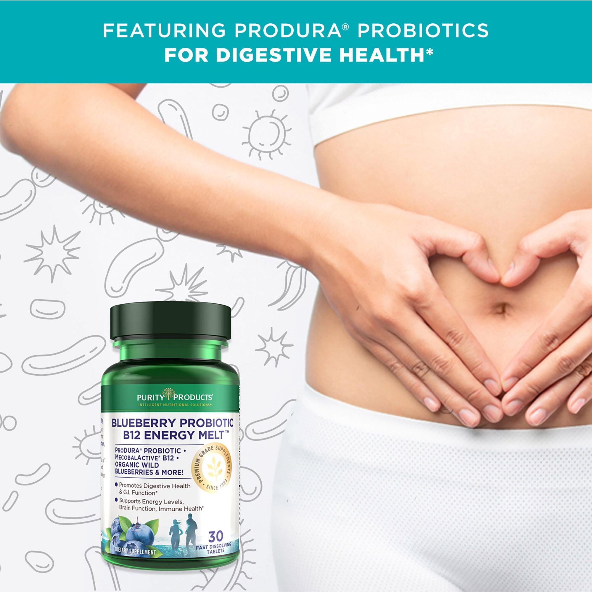 Blueberry Probiotic B12 Energy Melt - 30 Tablets (30 Servings)  | GNC