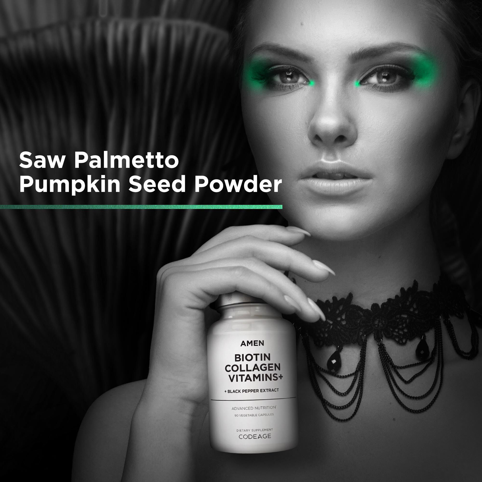 AMEN - Biotin Collagen Vitamins+ - 90 Capsules (90 Servings)  | GNC