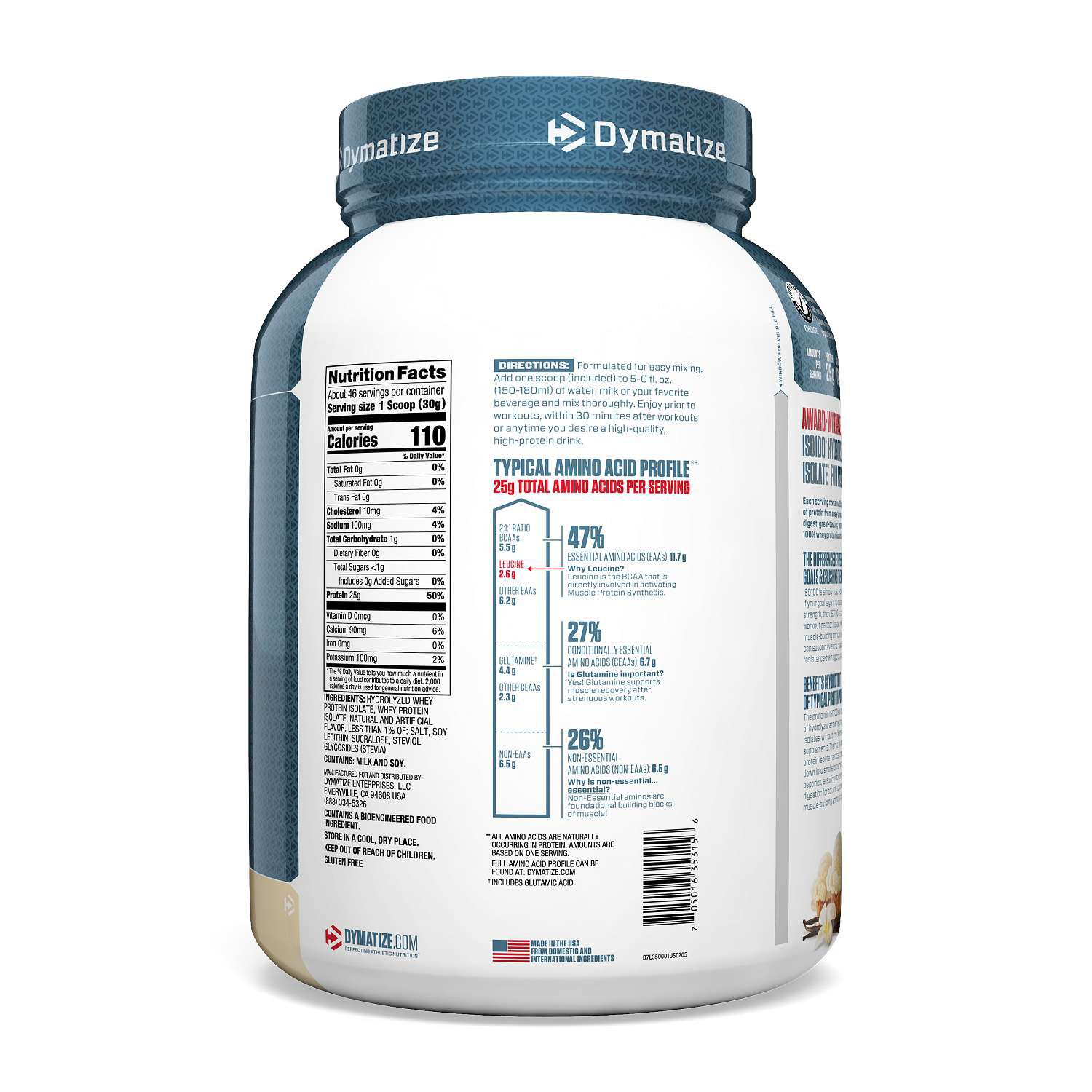 ISO100 Hydrolyzed Whey Protein - Gourmet Vanilla (46 Servings)