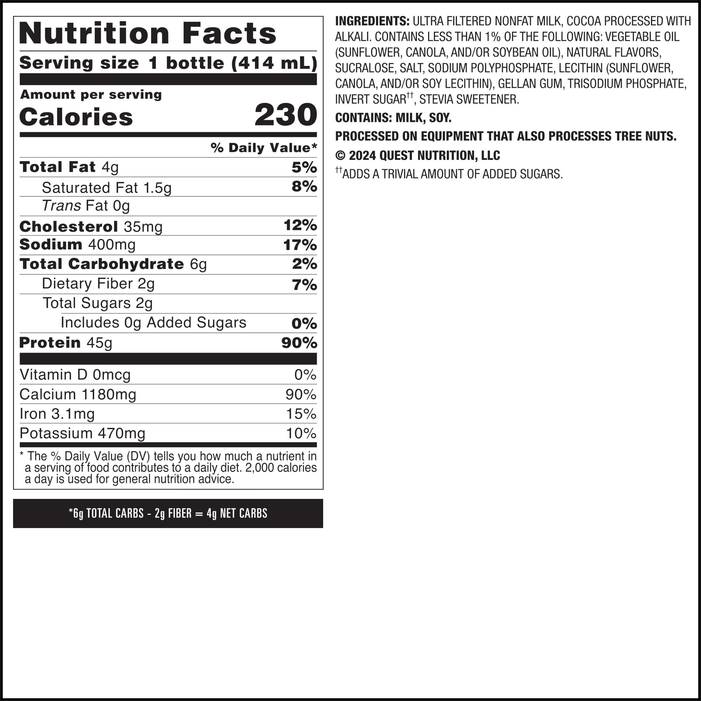 Protein Milkshake RTD - Chocolate - 14 fl oz (12 Bottles)  | GNC