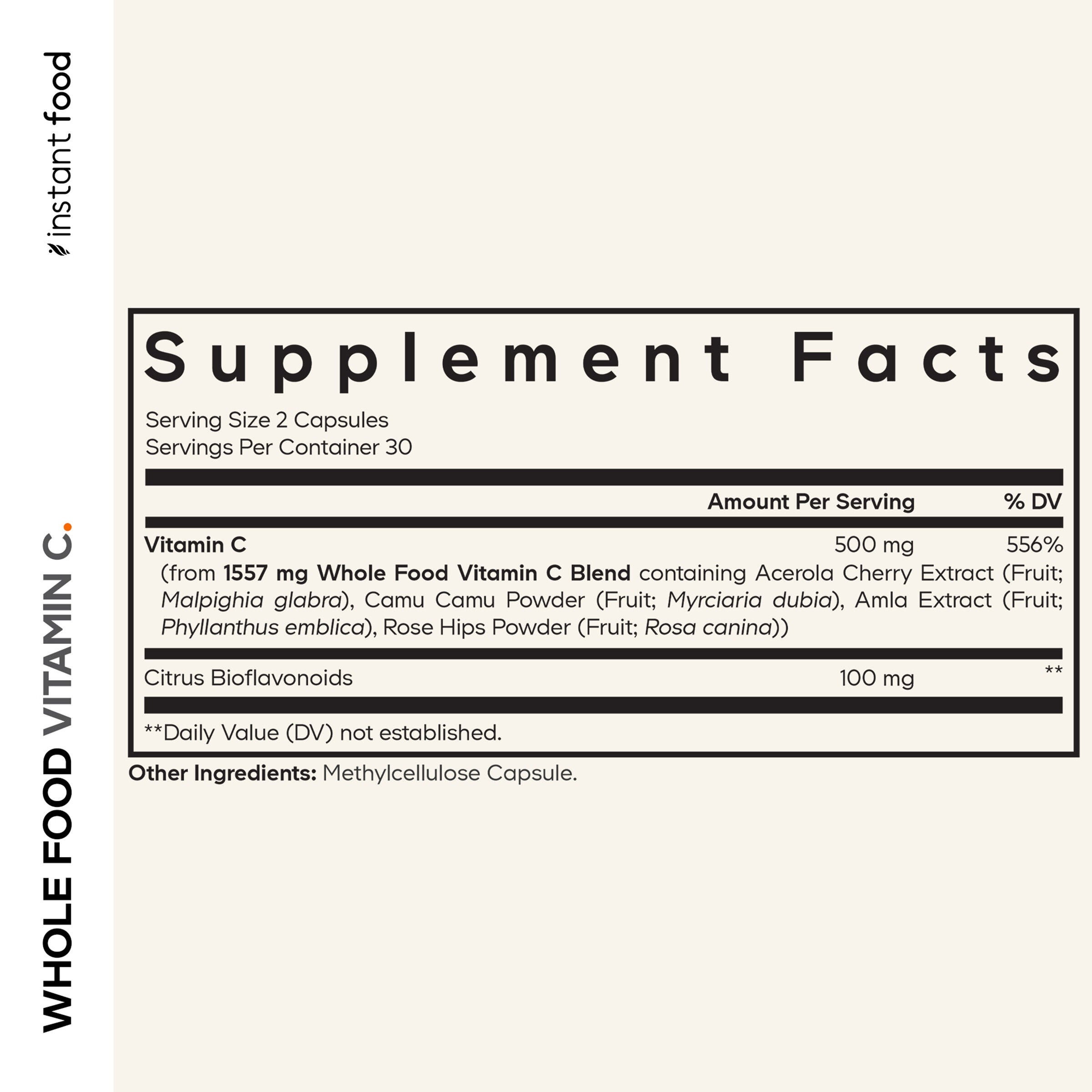 Whole Food Vitamin C - 60 Capsules (30 Servings)  | GNC