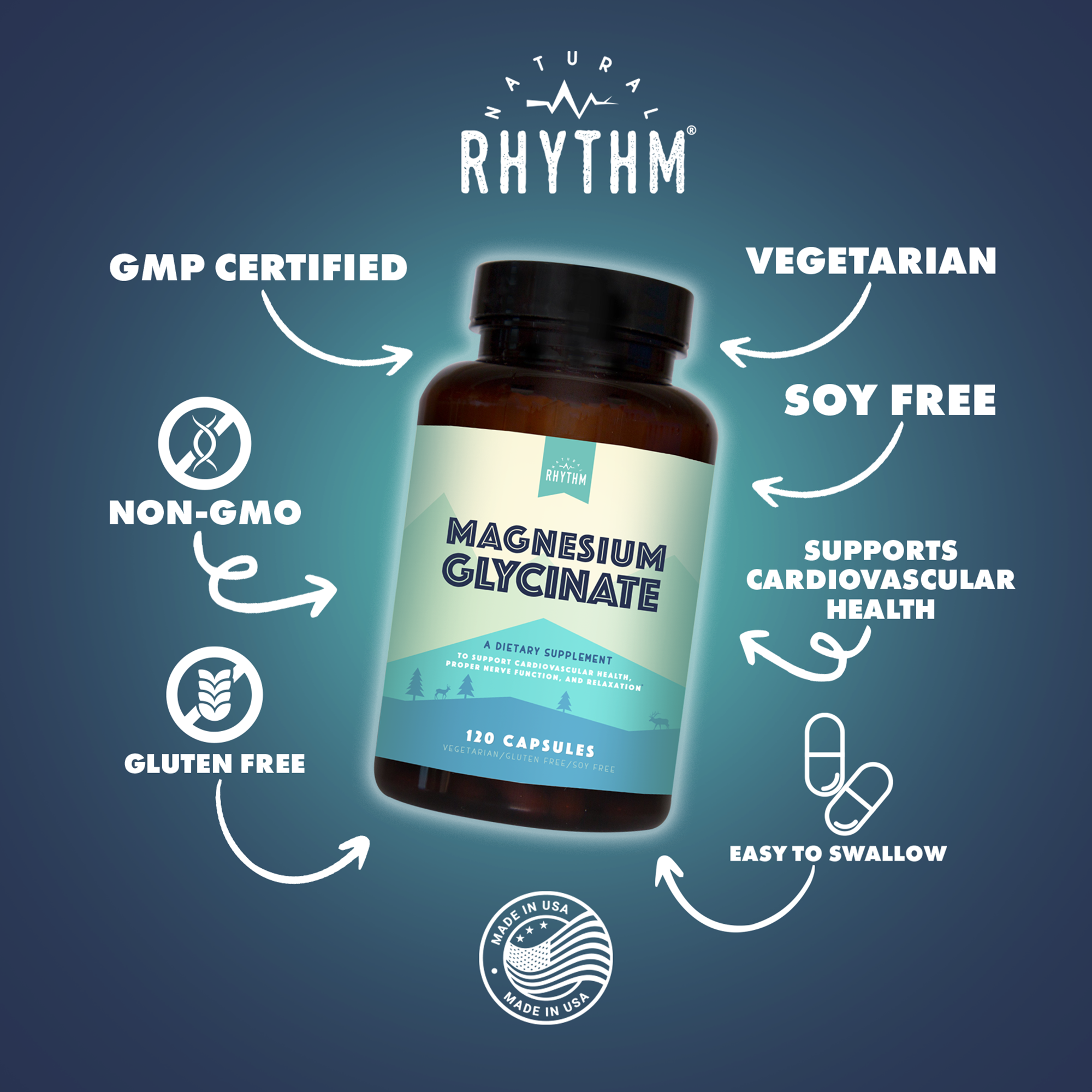 Magnesium Glycinate - 120 Capsules (60 Servings)  | GNC