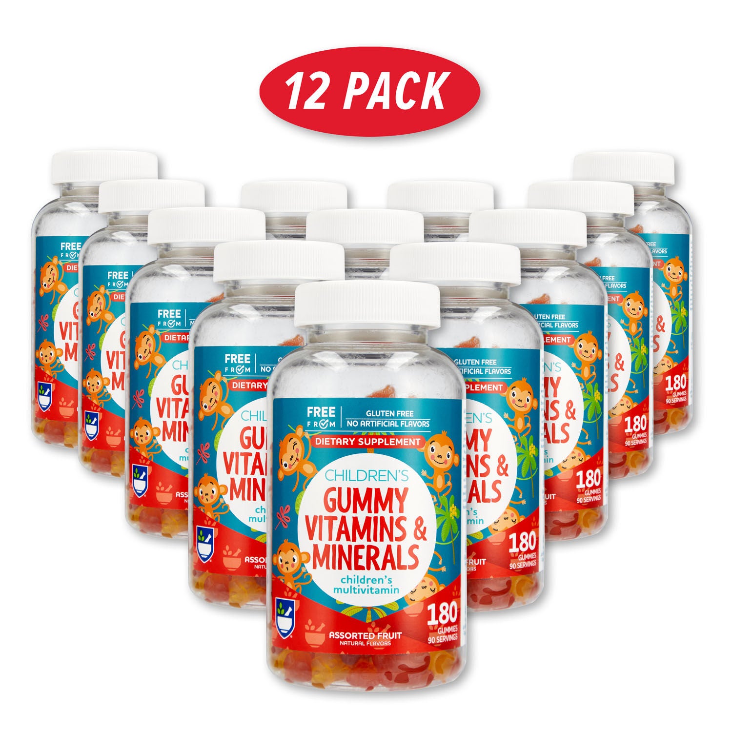 Gummy Vitamins & Minerals Children's Multivitamin Assorted Fruit 12