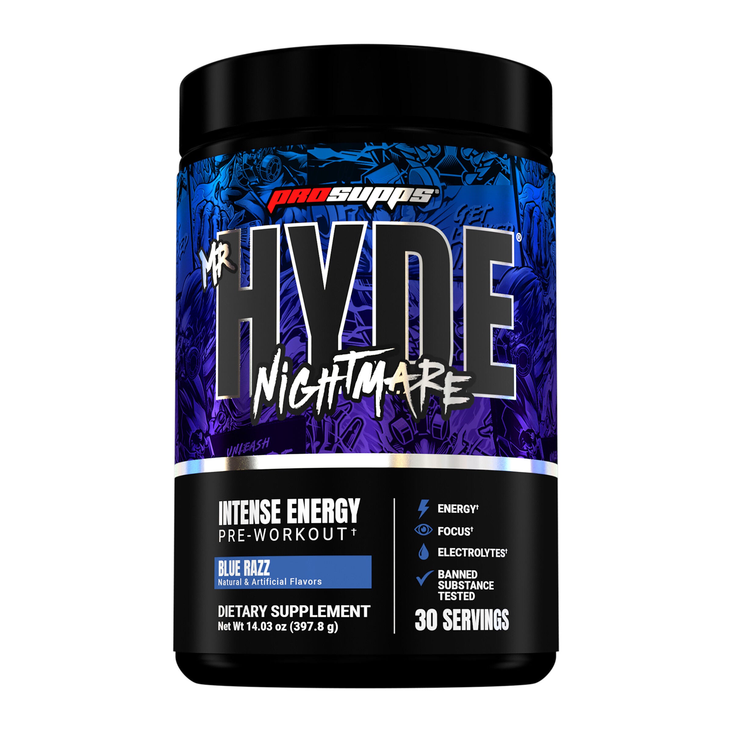 Mr. HYDE Nightmare - Intense Energy Pre-Workout - Blue Razz (30 Servings)