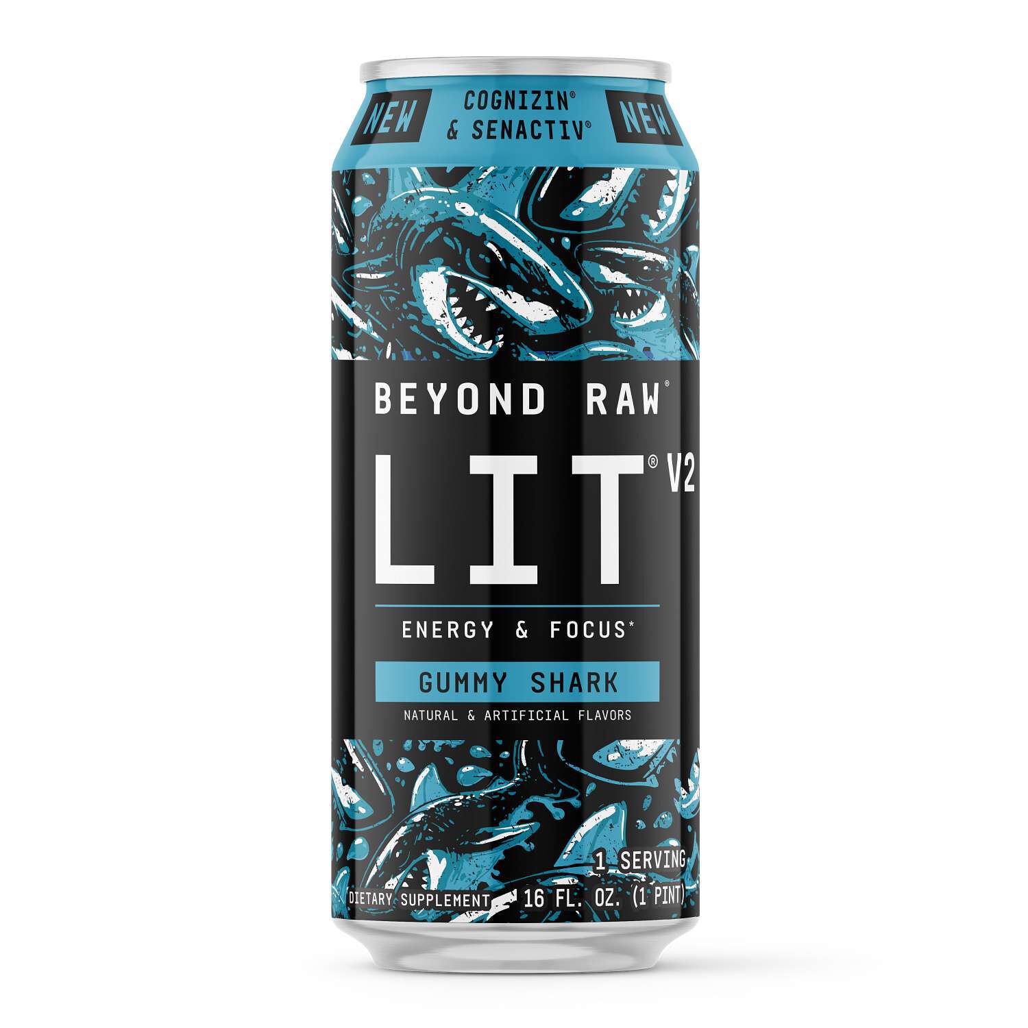 LIT&reg; V2 On-The-Go Pre-Workout - Gummy Shark - 16oz. (12 Cans) Gummy Shark | GNC