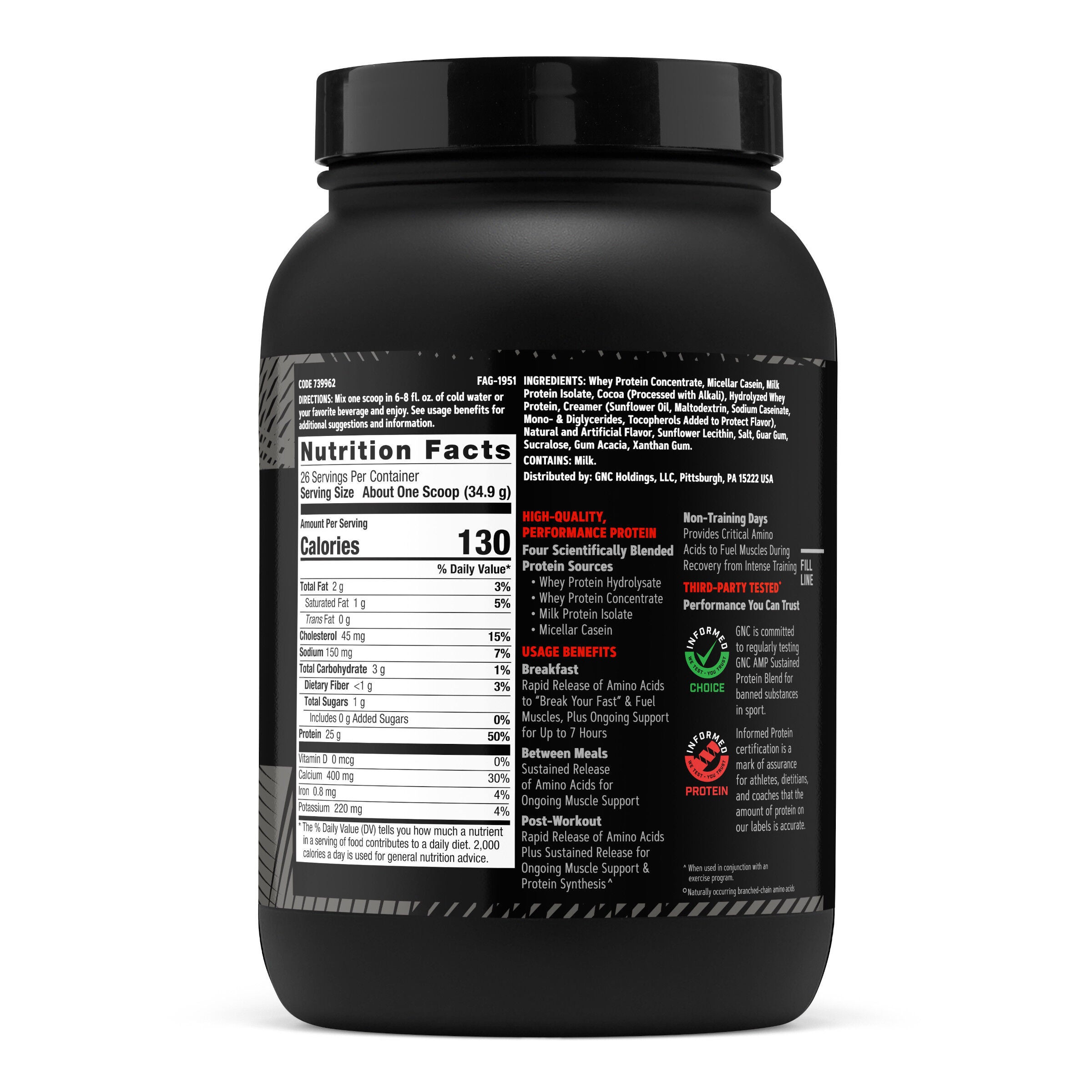 Sustained Protein Blend - Chocolate Milkshake (26 Servings) Chocolate Milkshake | GNC