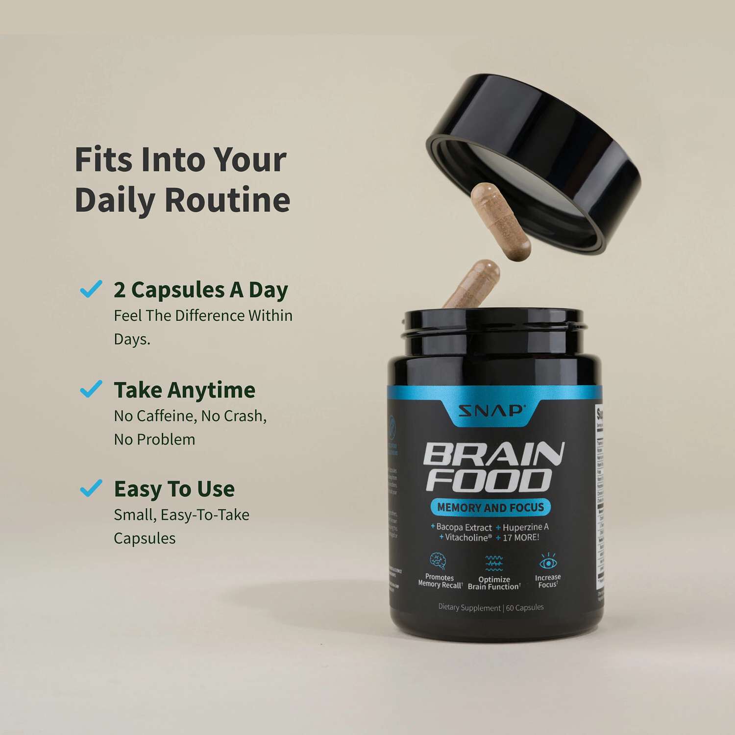 Brain Food Memory + Focus - 60 Capsules (30 Servings)  | GNC