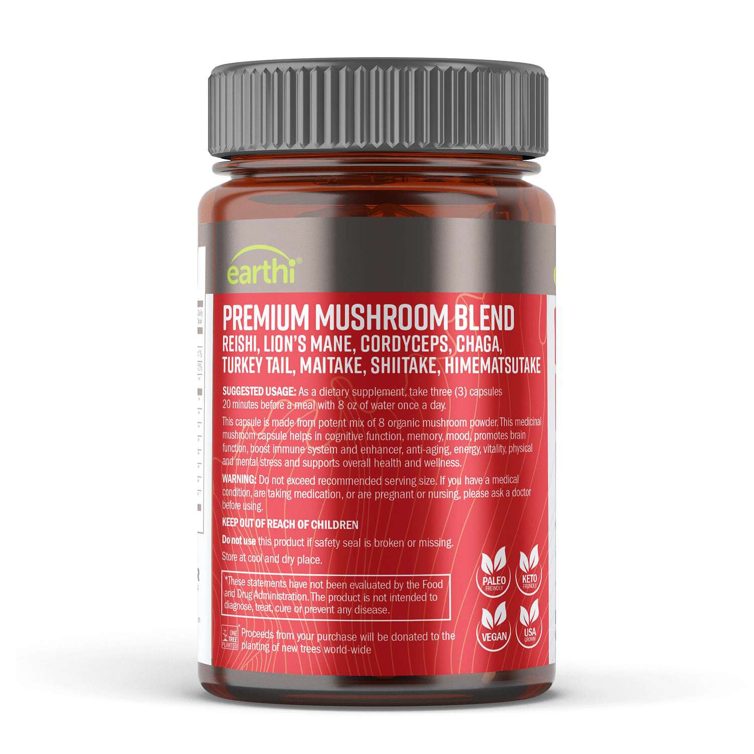 Premium Mushroom Blend 2600mg - 90 Capsules (30 Servings)