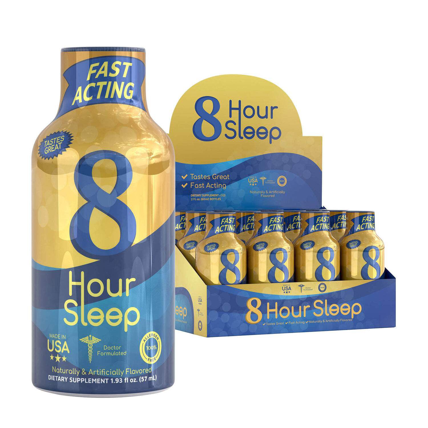 8 Hour Sleep Liquid Supplement Berry 1.93 oz. (12 Bottles) GNC