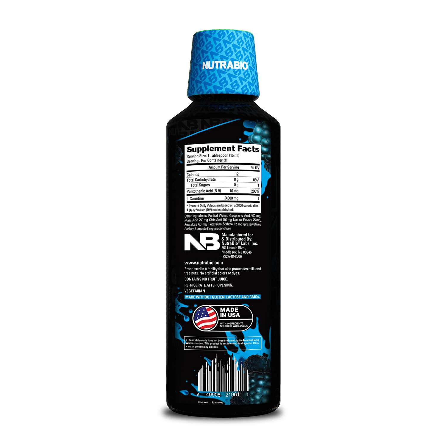 NutraBio® - L-Carnitine 3000 - Blue Razz - 31 Servings | GNC