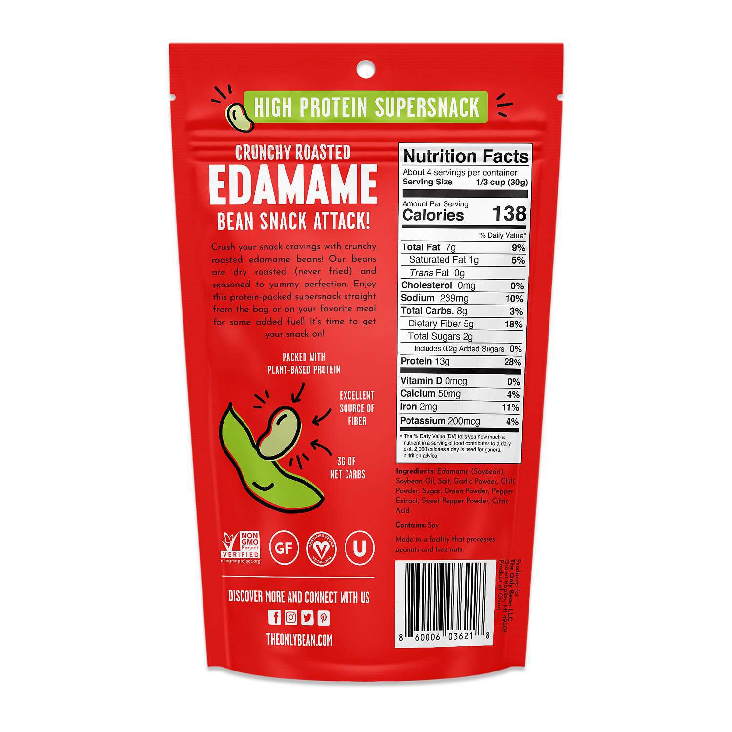 Crunchy Roasted Edamame Beans - Sriracha (3 Bags)  | GNC
