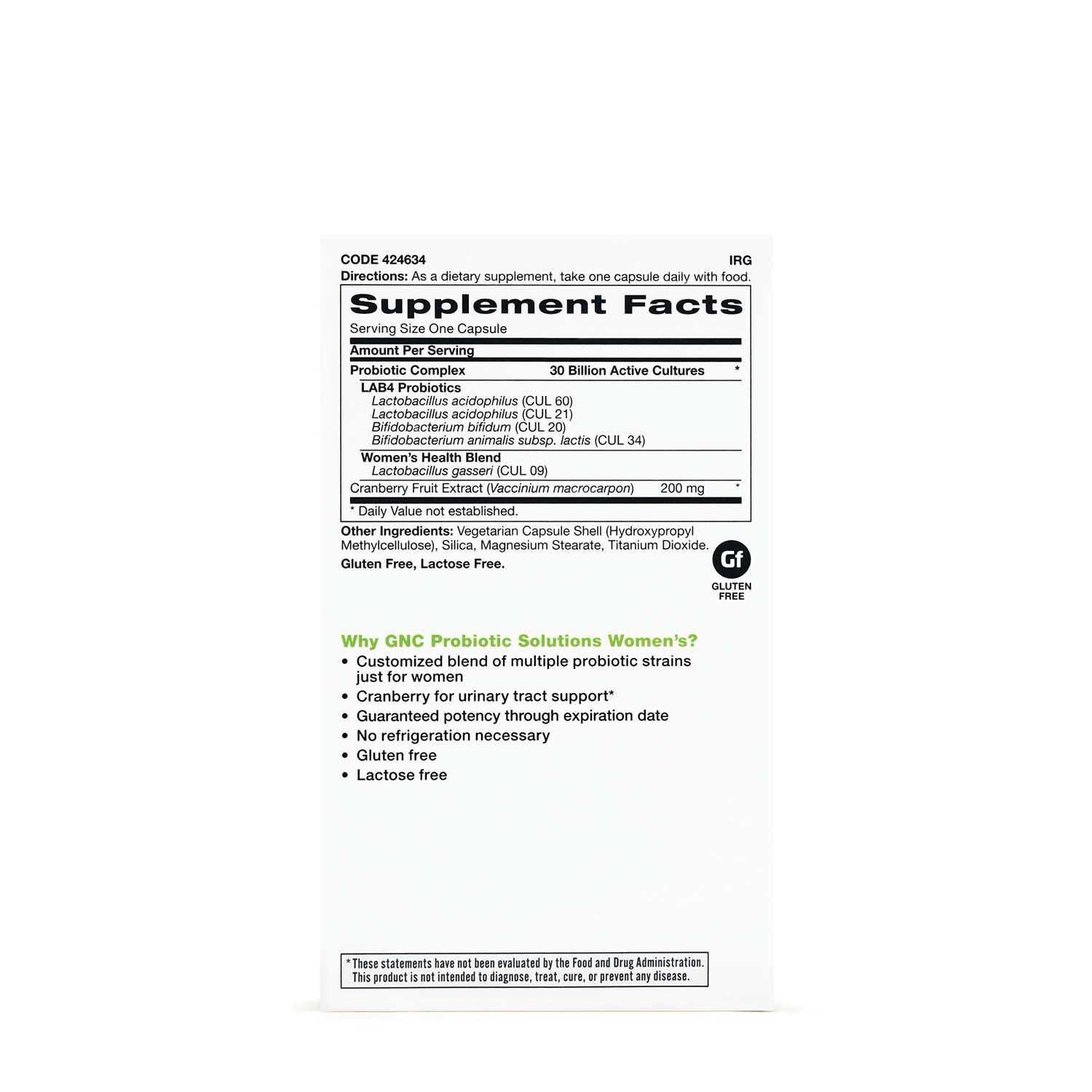 Probiotic Solutions Women's - 30 Billion CFUs - 30 Capsules (30 Servings)  | GNC