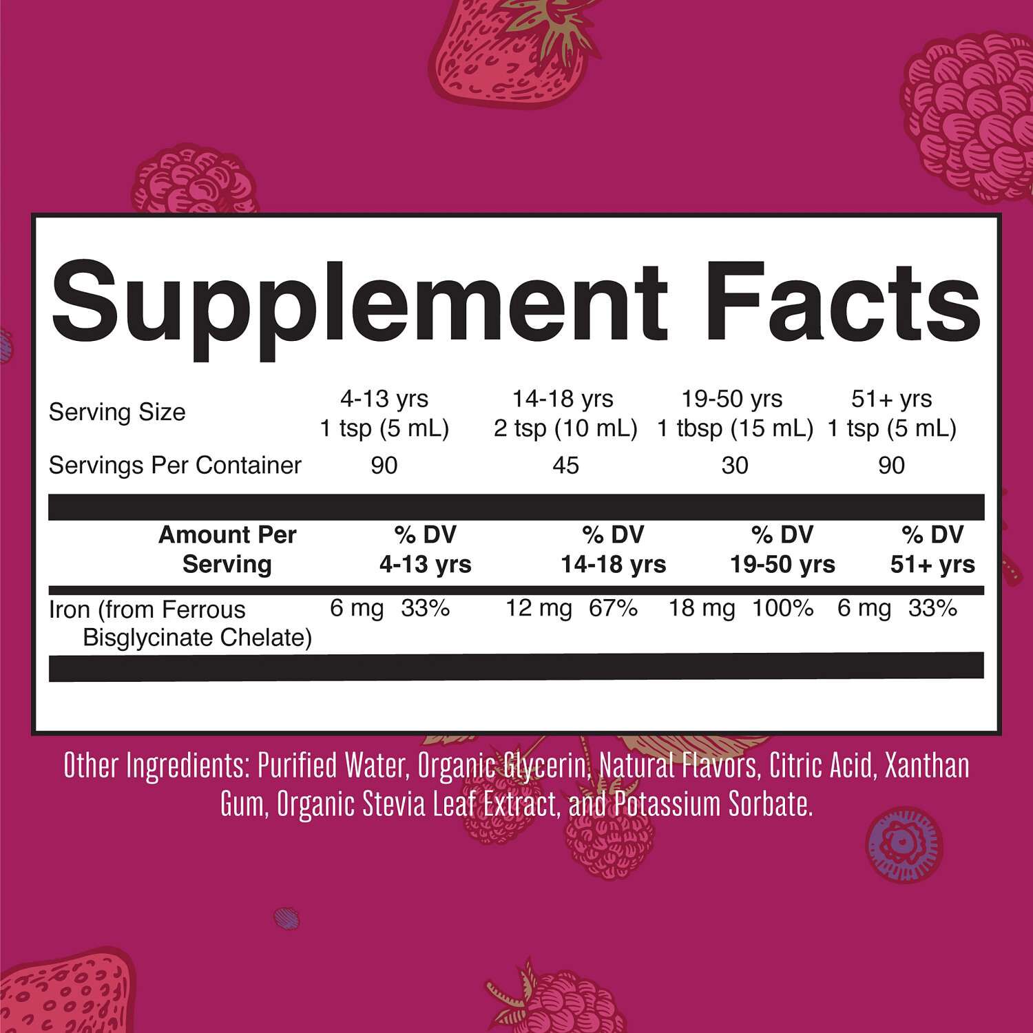 Vegan Liquid Iron - Berry - 15 fl oz (30-90 Servings)