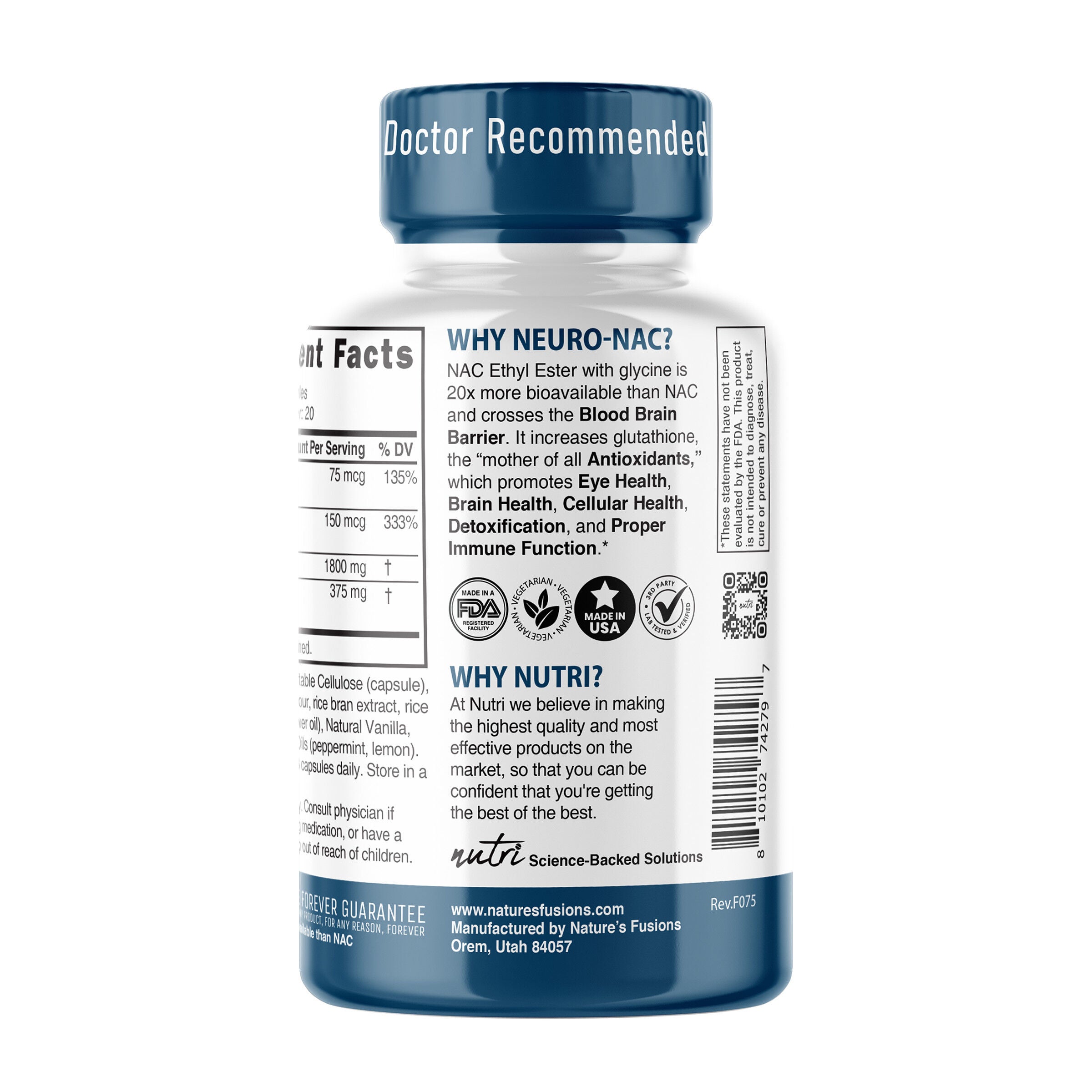 Neuro-NAC&trade; 800/375mg Extra - 60 Capsules (20 Servings)  | GNC