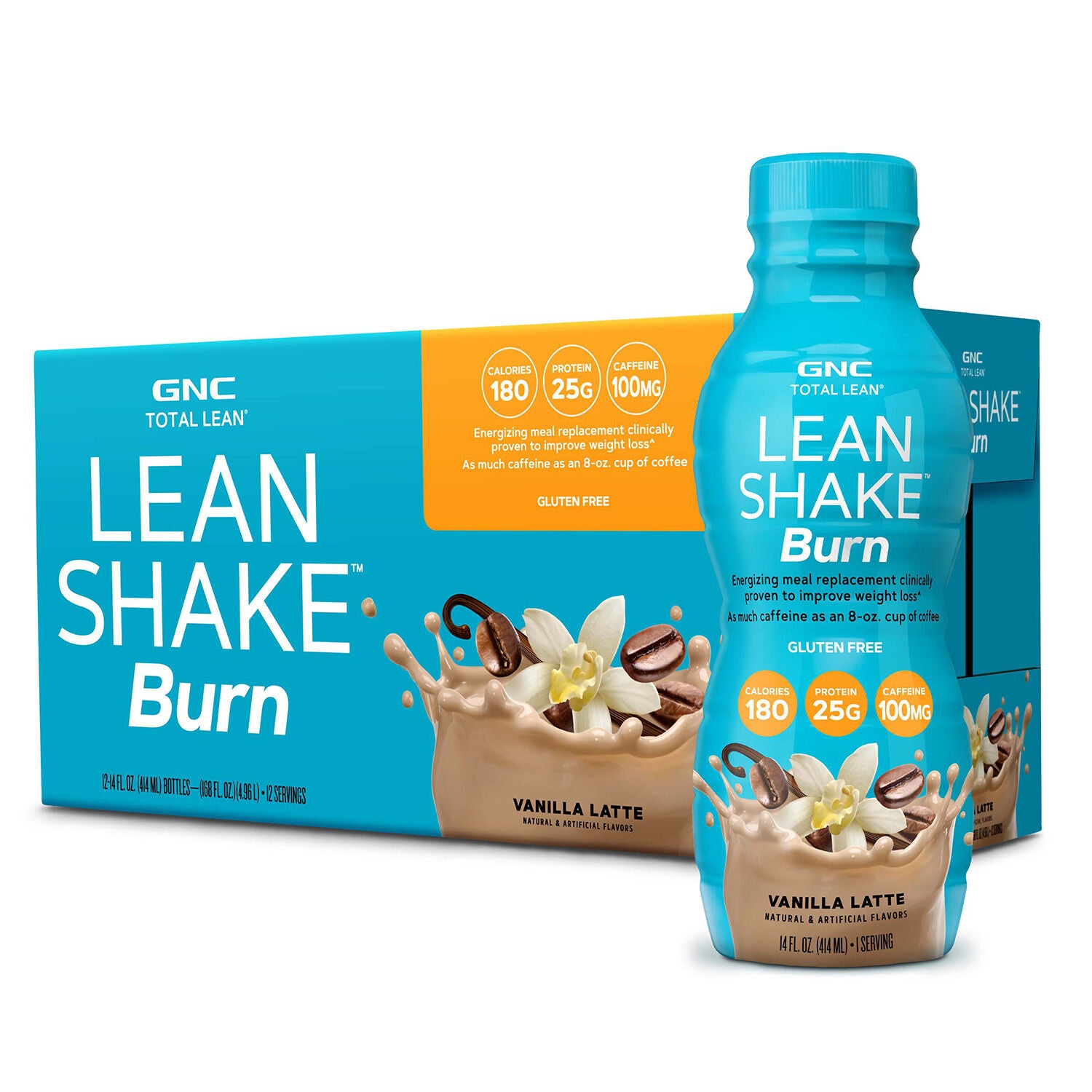 Lean Shake Burn - Vanilla Latte - 14oz. (12 Bottles) | GNC