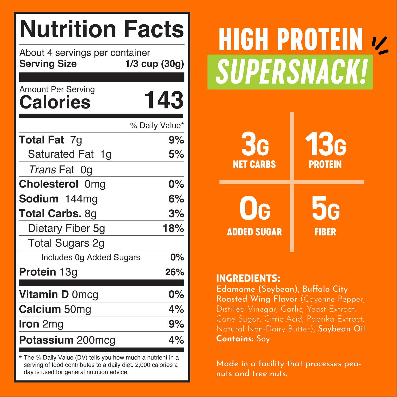Crunchy Roasted Edamame Beans - Buffalo (3 Bags)  | GNC