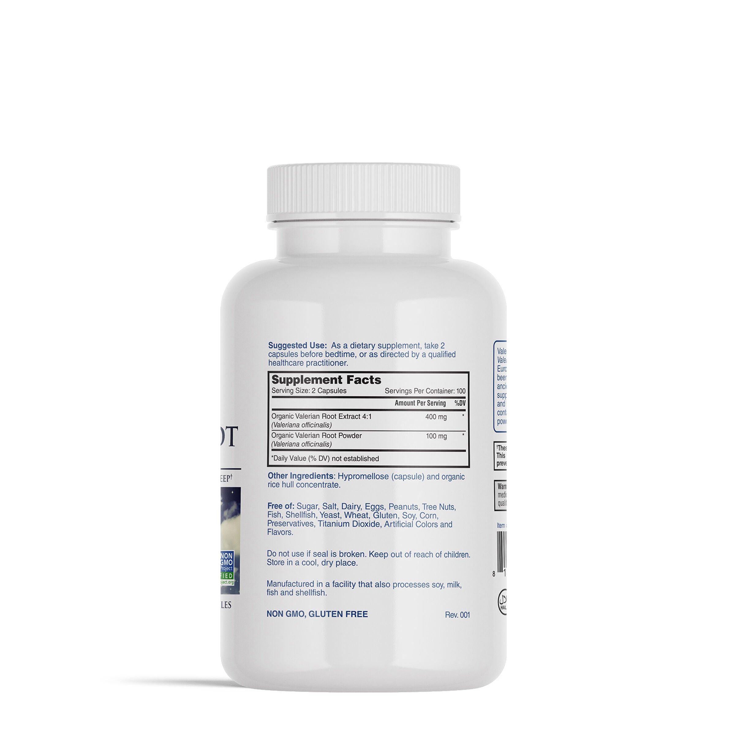 Valerian Root 500mg - 200 Vegetarian Capsules (100 Servings)  | GNC